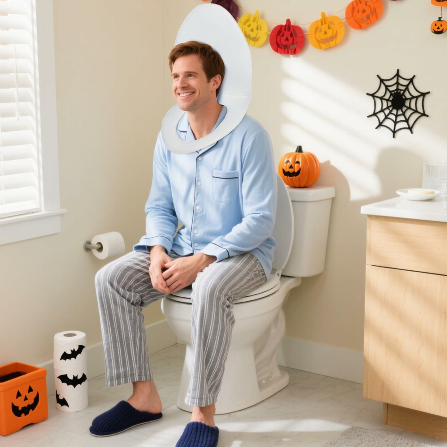 Yahenda Halloween Toilet Cosplay Costume Pullover Sponge Seat Cover White