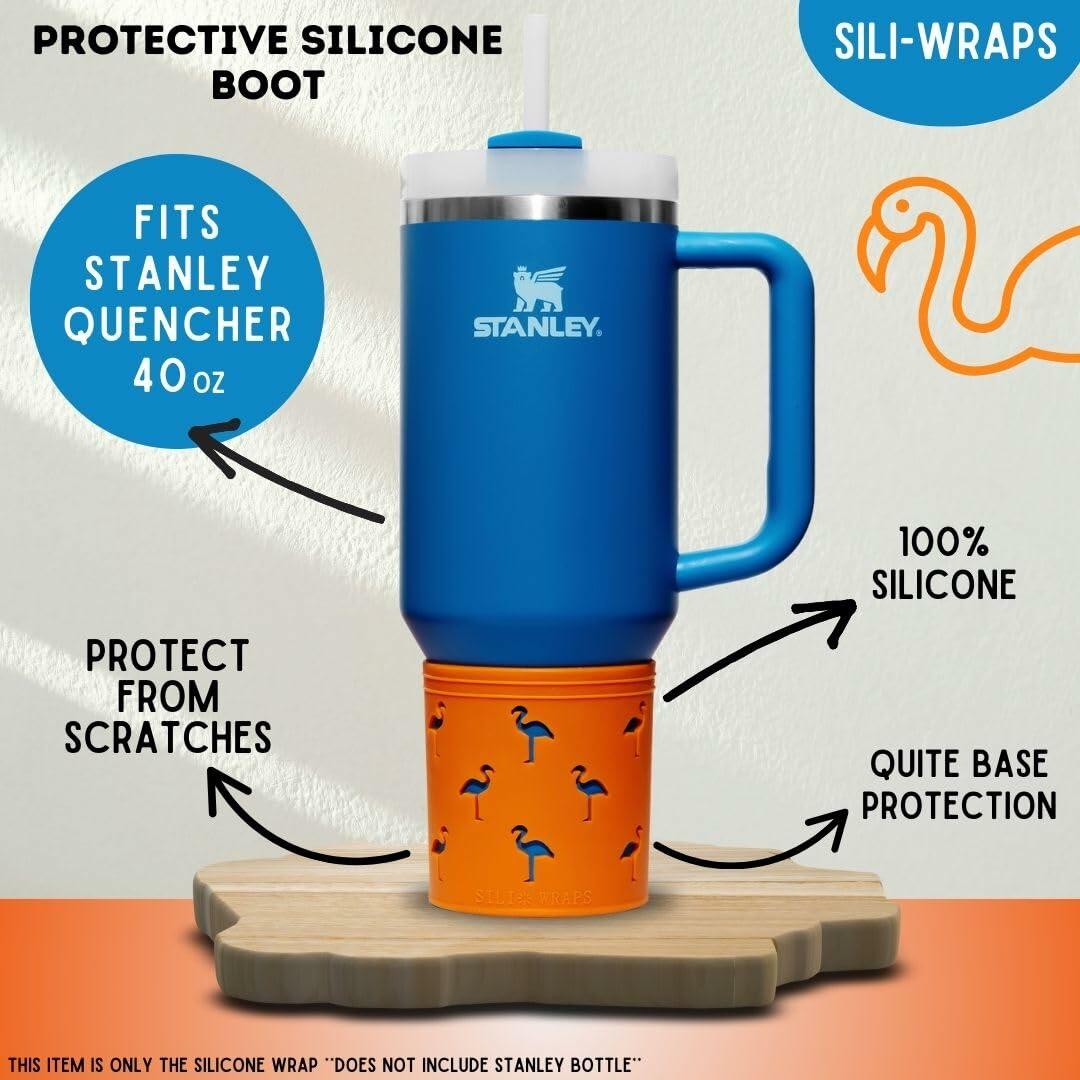 Sili Wraps Stanley Silicone Sleeve 40oz Quencher Flamingo Sunset 100% Silicone