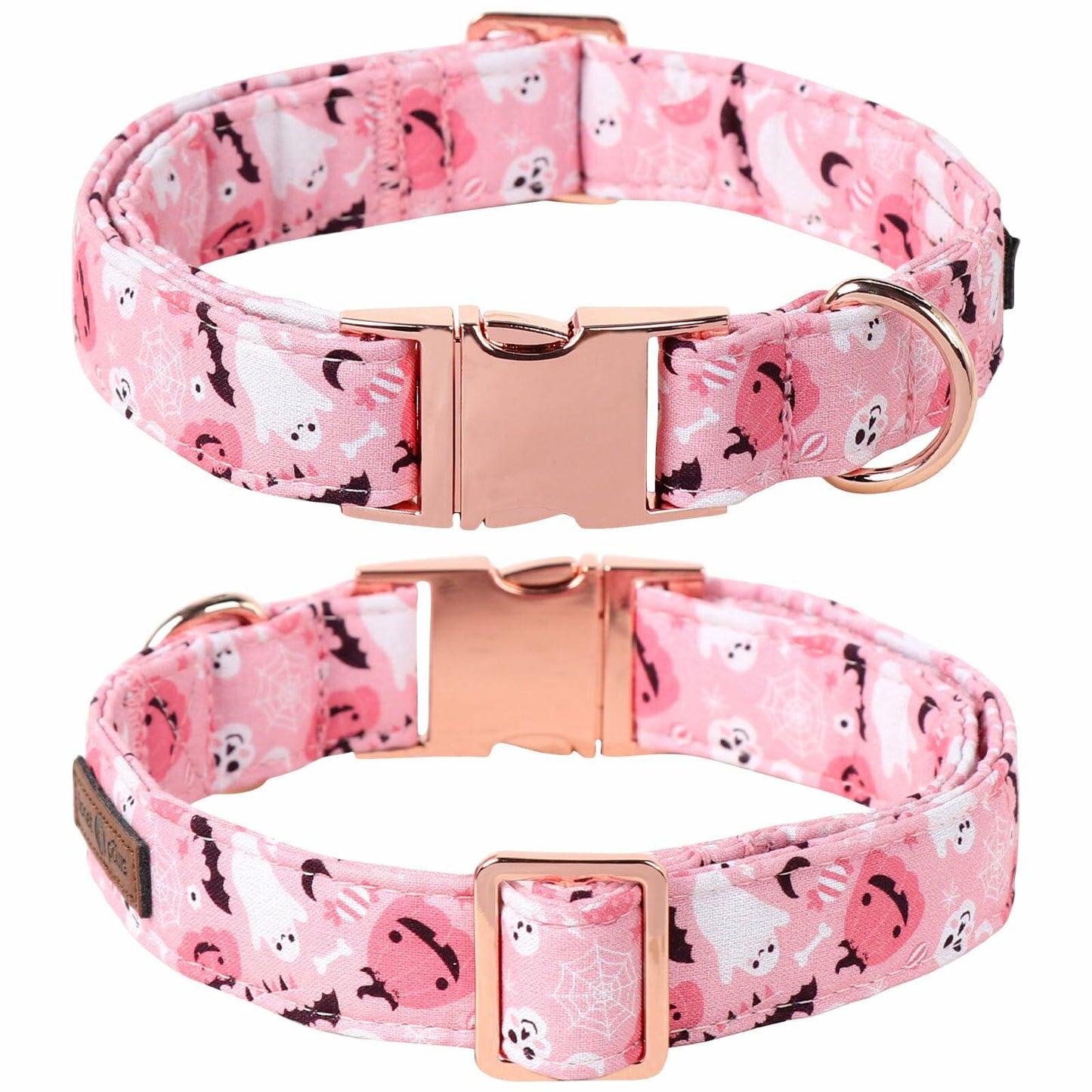 Lionet Paws Halloween Dog Collar Pink Cotton Adjustable Small Size