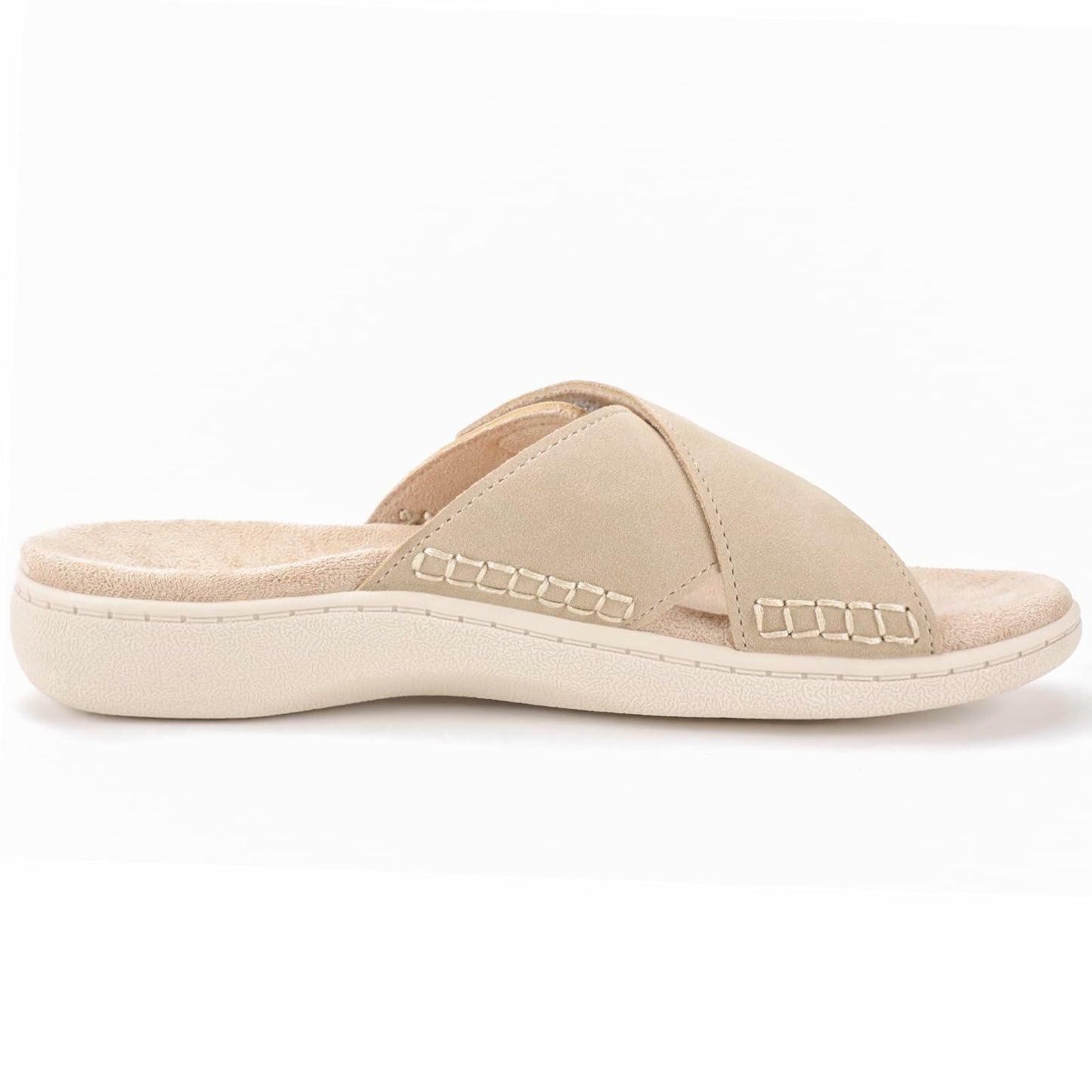 LazyStep Women’s Adjustable Cross Sandals Arch Support Beige Size 8