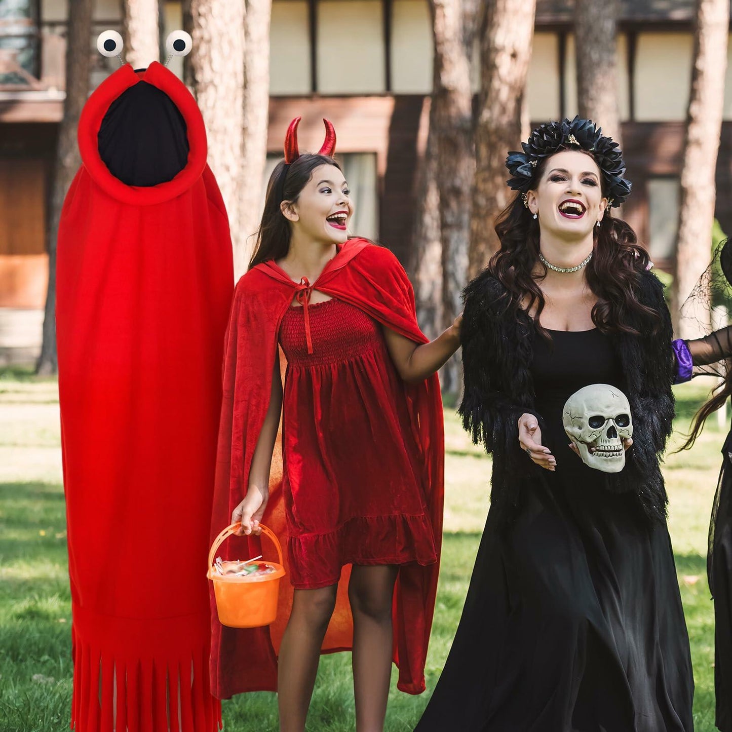 Breathffy Halloween Costume Set Red Cloak & Big-Eyed Headband Unisex