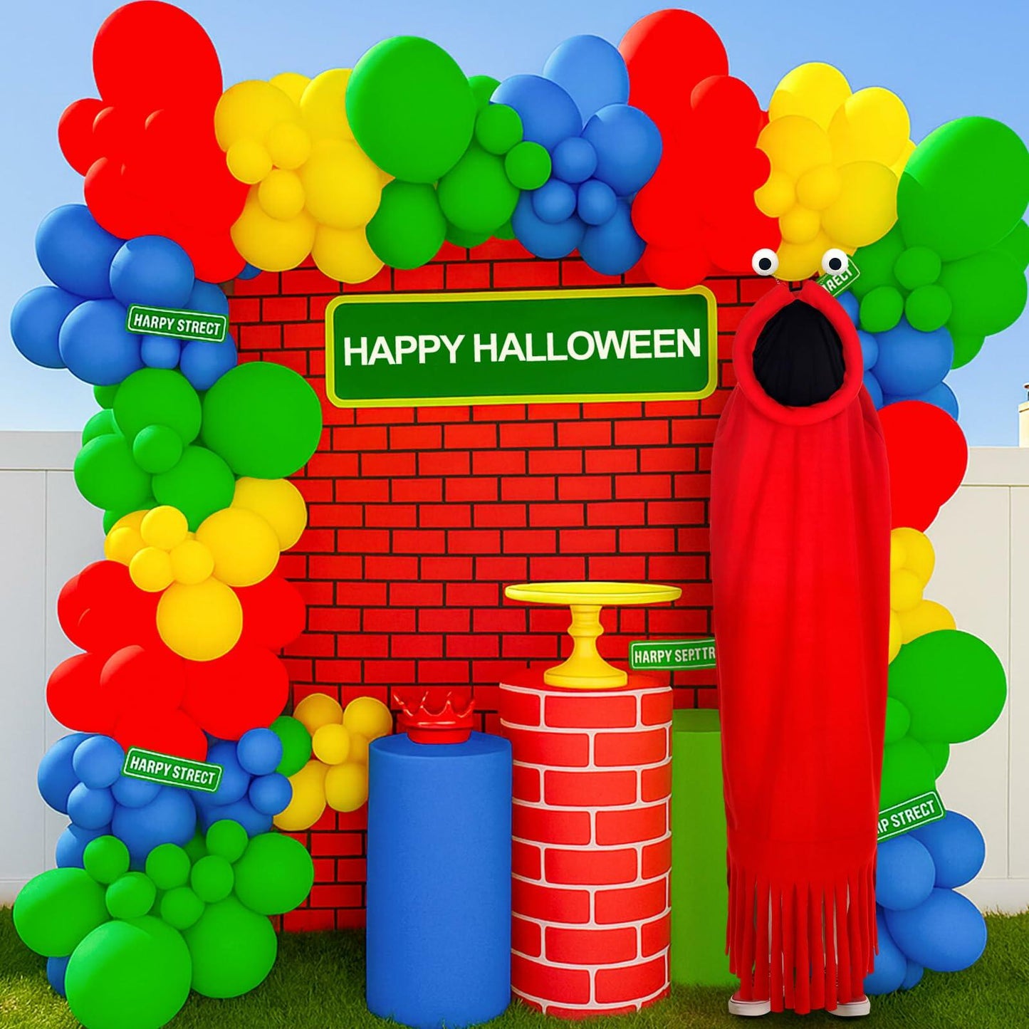 Breathffy Halloween Costume Set Red Cloak & Big-Eyed Headband Unisex