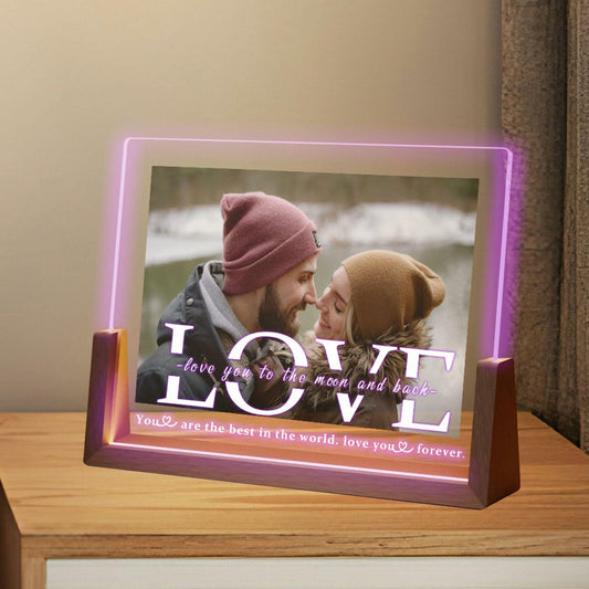 JXJRJ 6x8 Acrylic Heart LED Photo Frame Rustic Style Color 3