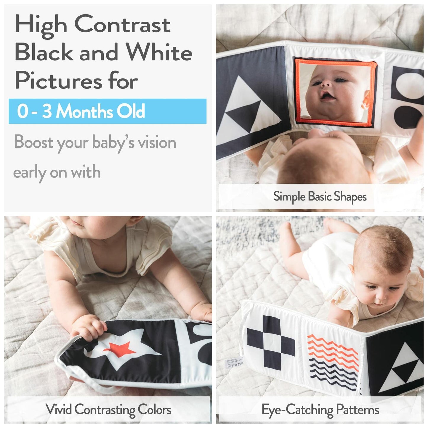 Spiggly High Contrast Baby Toys & Books Black White 0-6 Months Infant