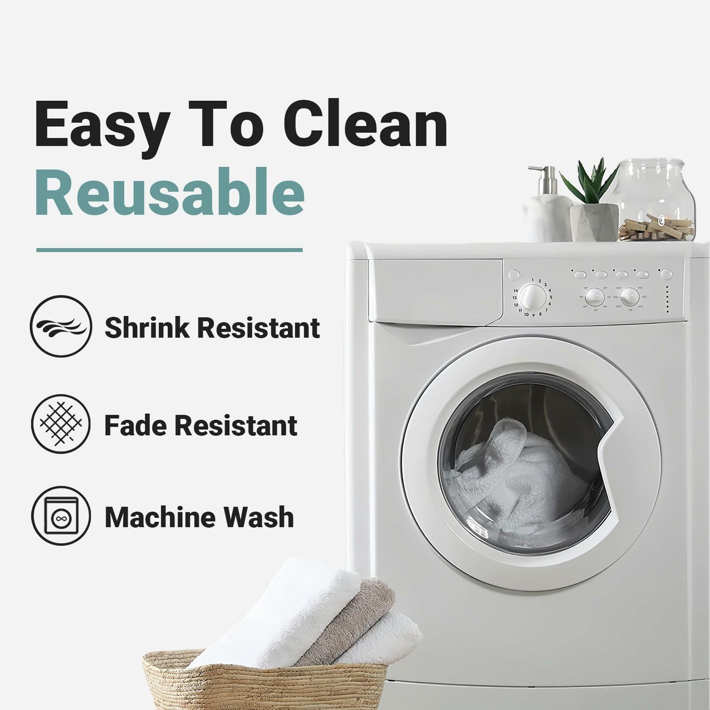 Laolitou Square Tablecloth 60x60in Blue Linen Waterproof Washable