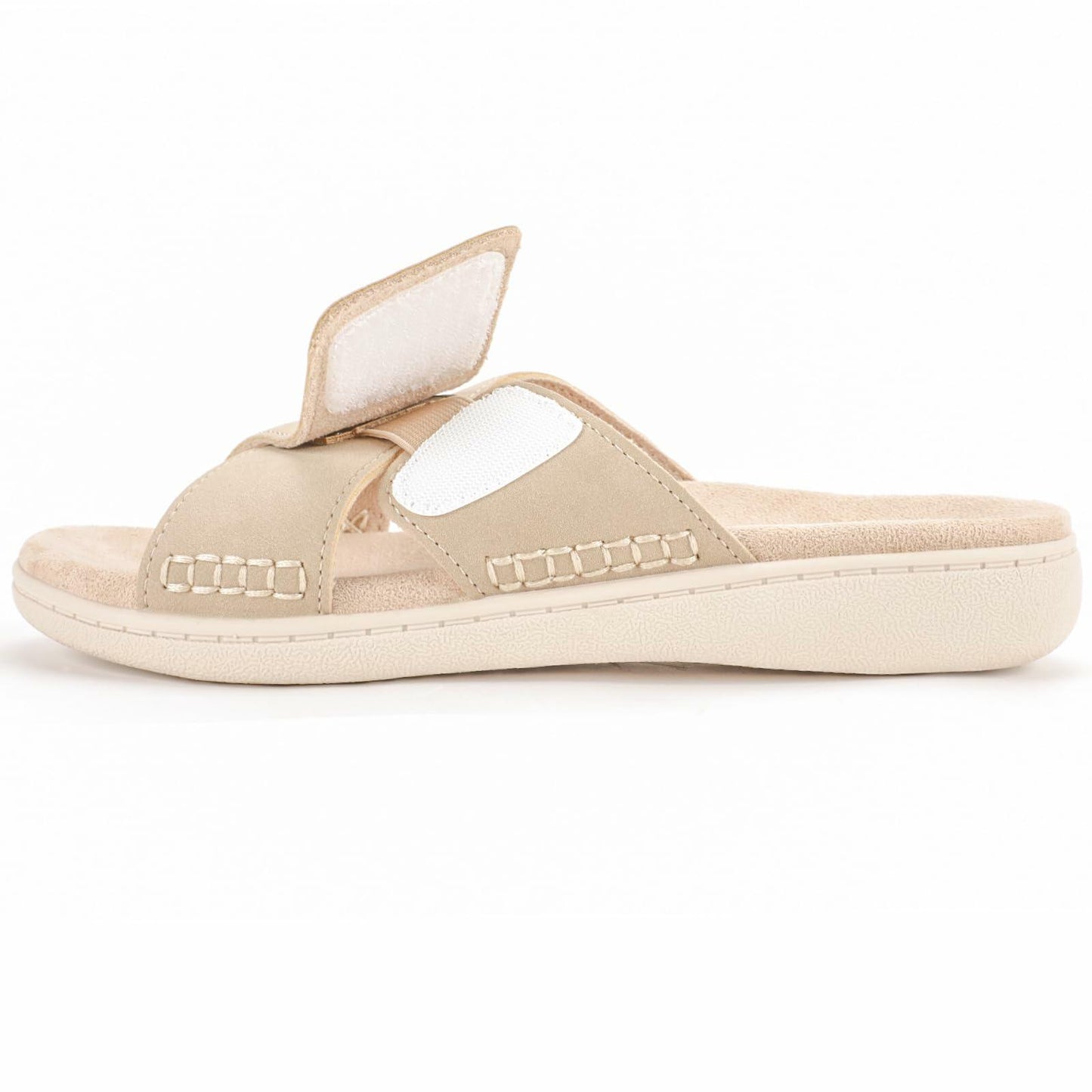 LazyStep Women’s Adjustable Cross Sandals Arch Support Beige Size 8