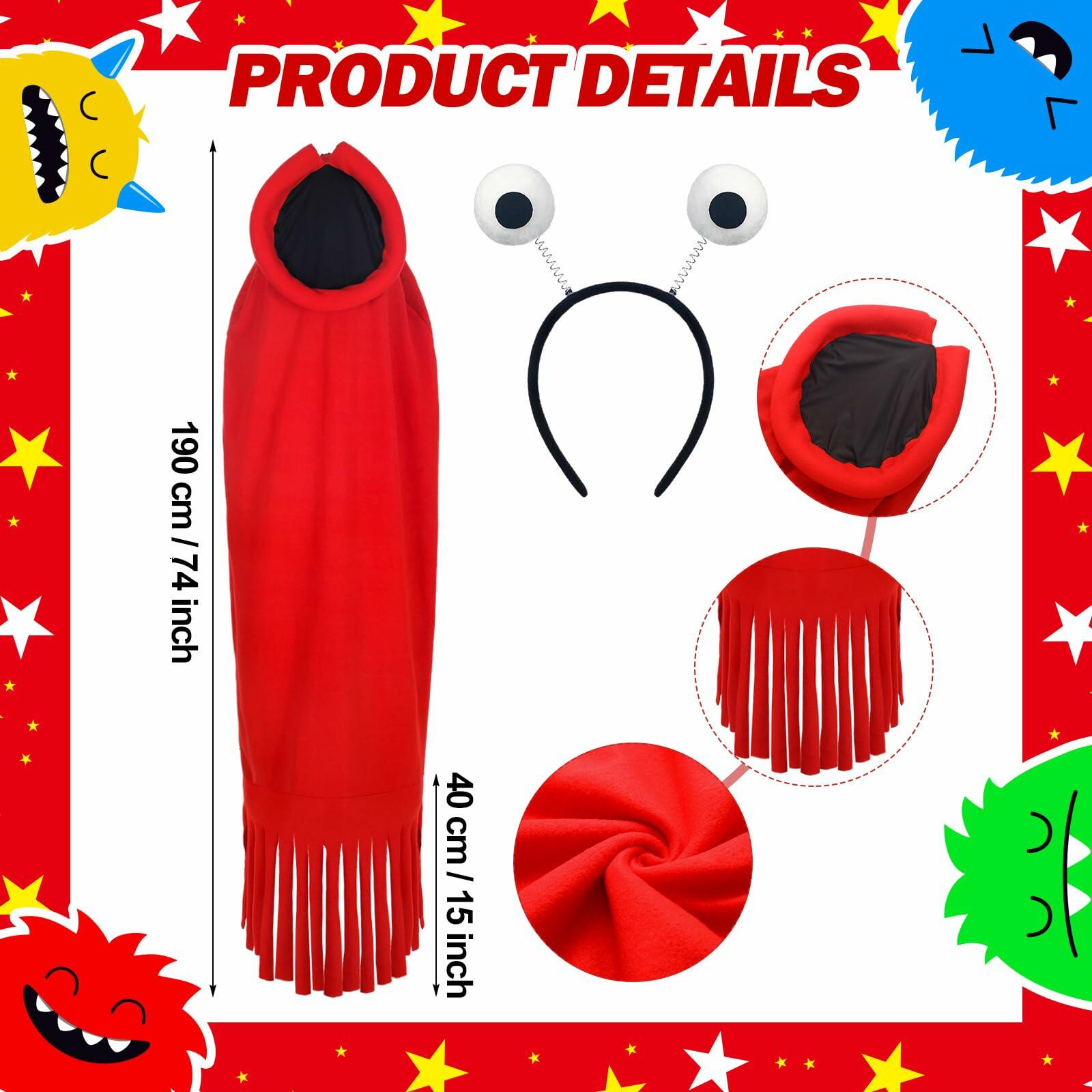 Breathffy Halloween Costume Set Red Cloak & Big-Eyed Headband Unisex