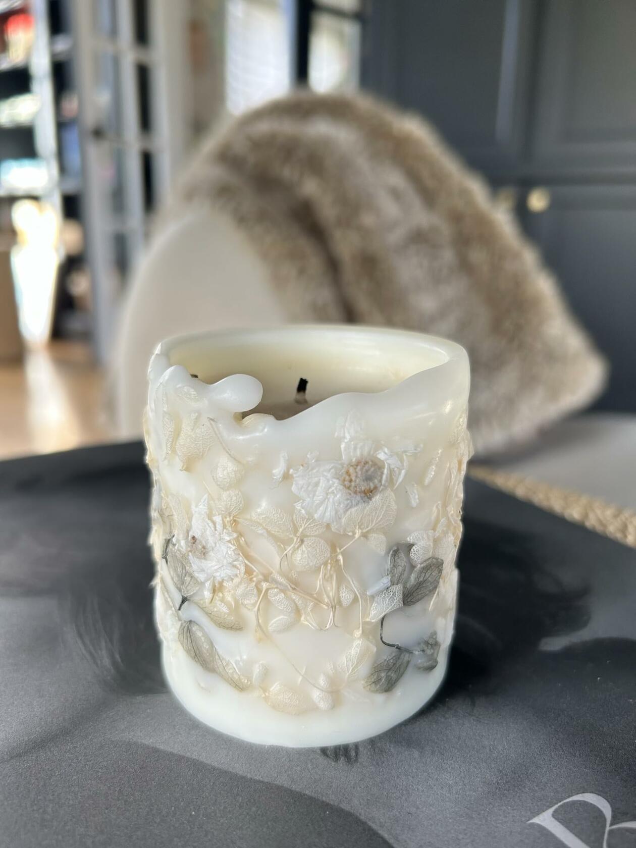 Botanical Candle Hand-Poured Soy Wax with Real Flowers 5 Scents Decorative