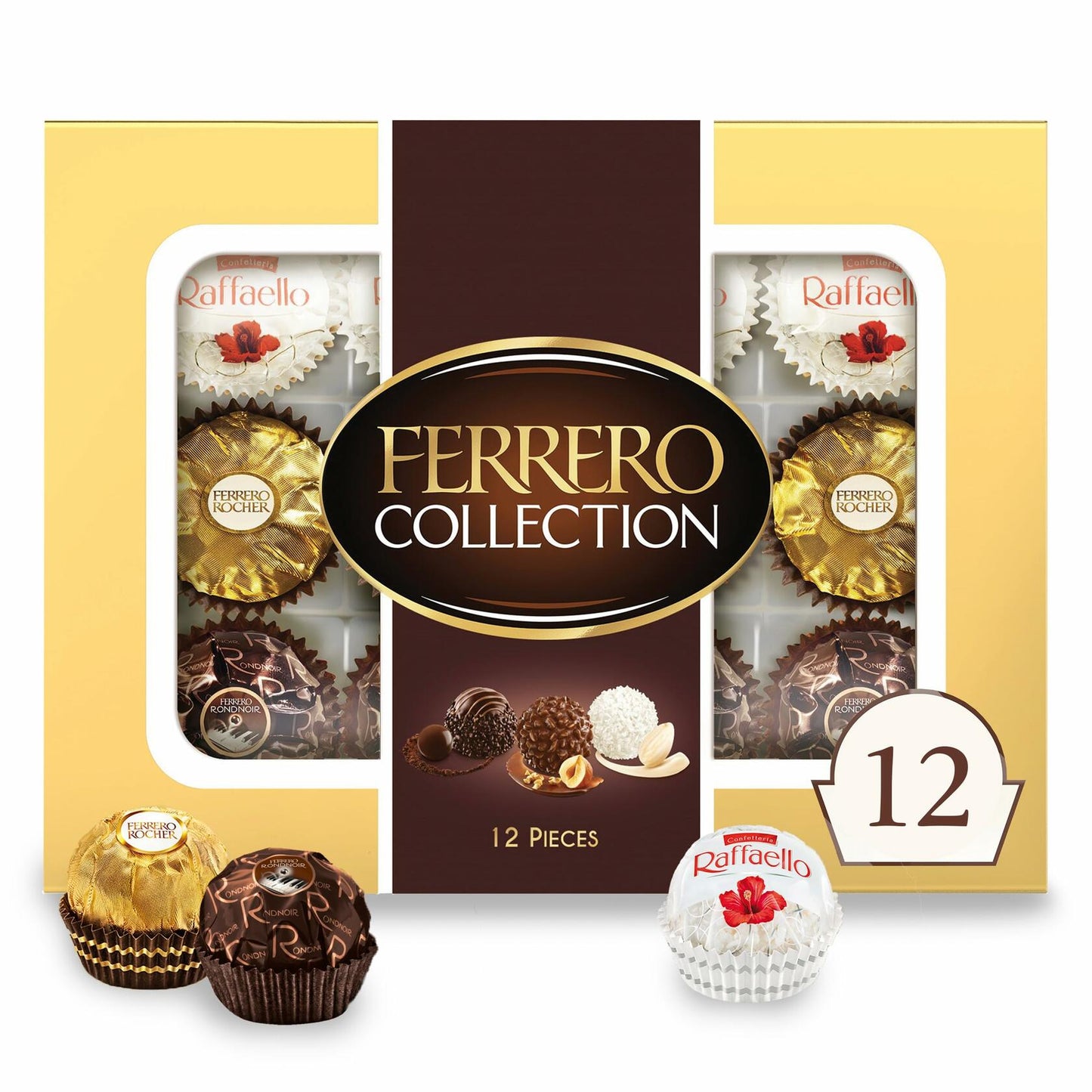 Ferrero Collection 12 Count Assorted Chocolate 4.6oz | Hazelnut, Milk, Dark