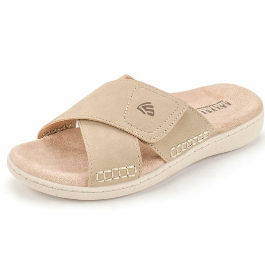 LazyStep Women’s Adjustable Cross Sandals Arch Support Beige Size 8