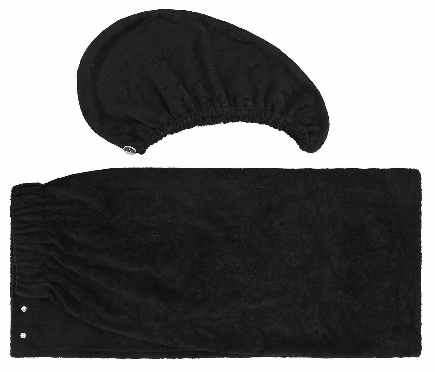 FABBRICA HOME Bamboo Rayon Spa Bath Wrap & Hair Turban Set Navy Blue One Size