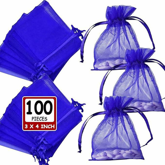 Ableme Deco Purple Organza Drawstring Bags 3x4 Inch 100 Pcs