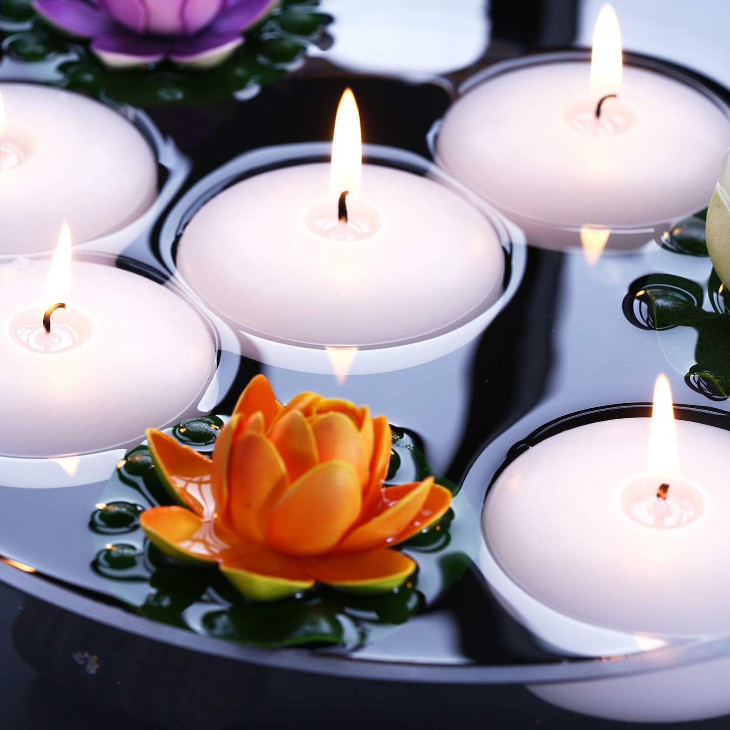 KNOURT 12 Pack Floating Candles 3" Ivory Unscented Dripless Wax