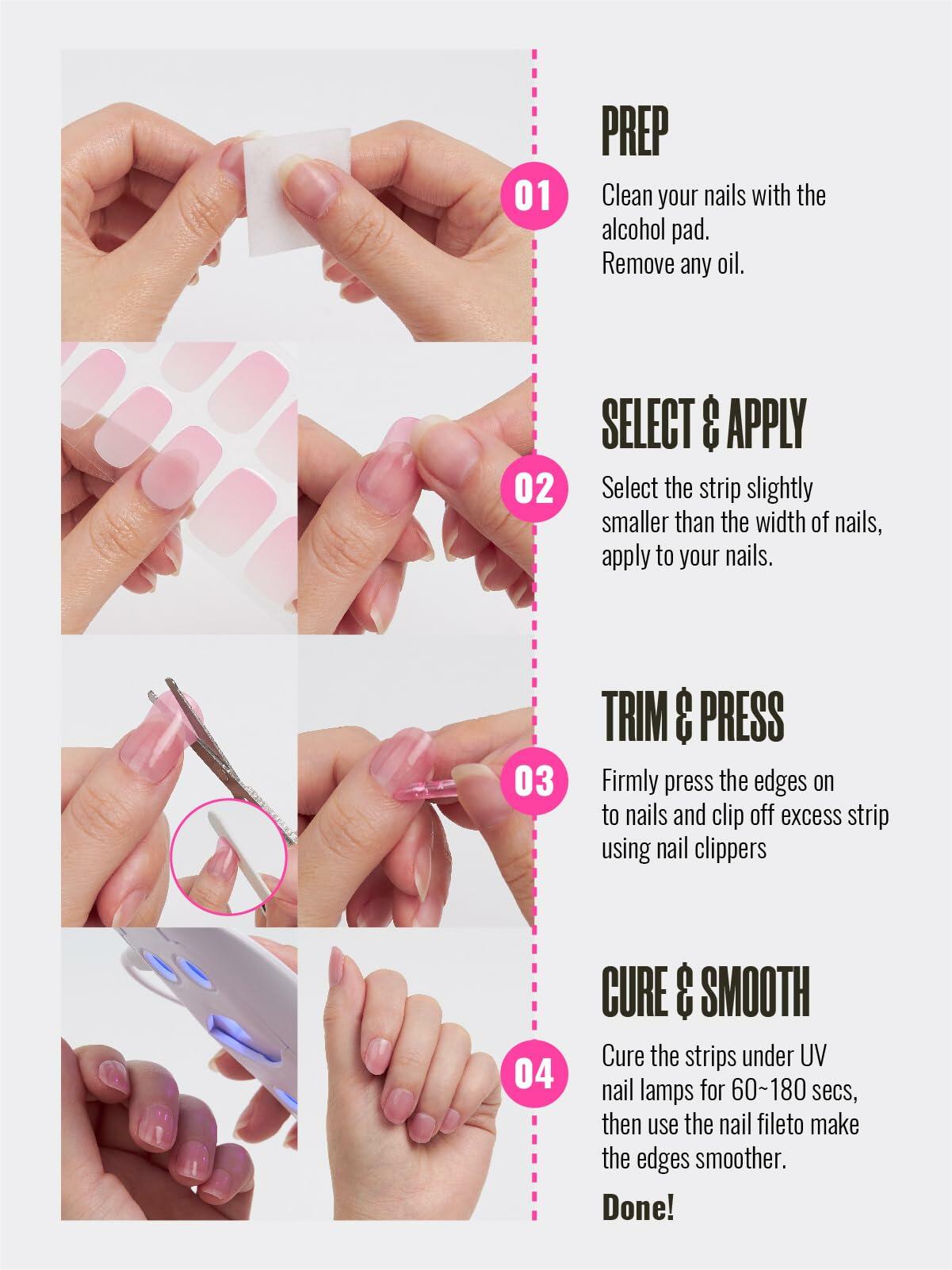 Nelikoo Semi Cured Gel Nail Strips 30 pcs Wonderland 2 Weeks Lasting