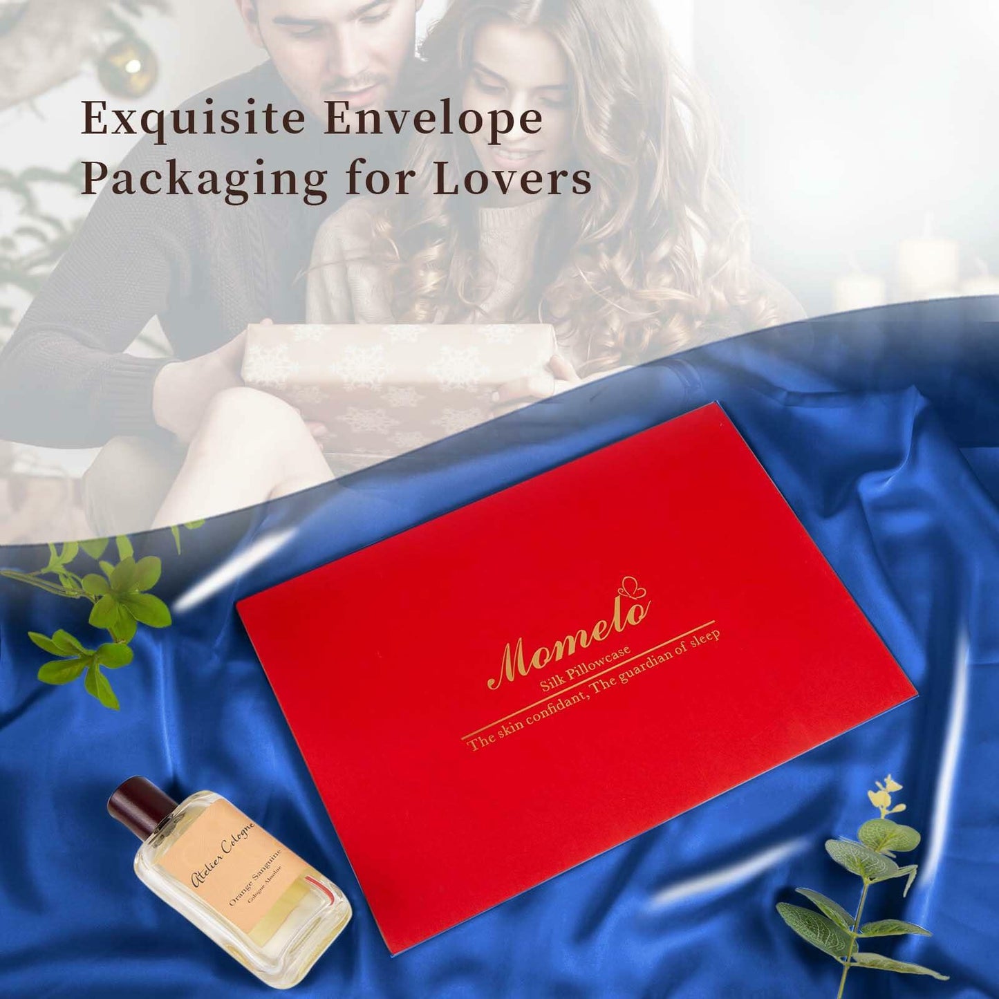 Momelo 100% Pure Mulberry Silk Pillowcase Cooling Zipper Gem Blue 1Pc Size Queen