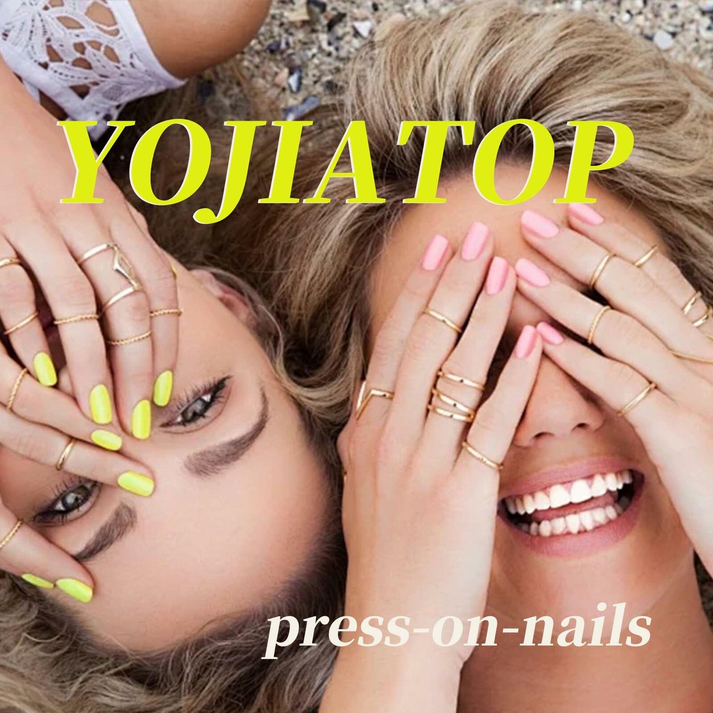 YOJIATOP Summer Press On Nails Short Oval Flower Design Purple Nude 24Pcs