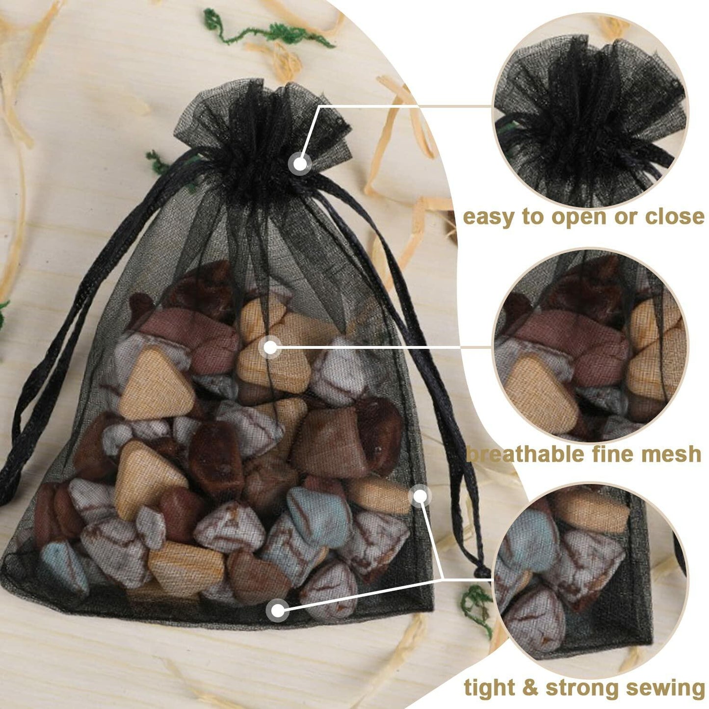 Ableme Deco Purple Organza Drawstring Bags 3x4 Inch 100 Pcs