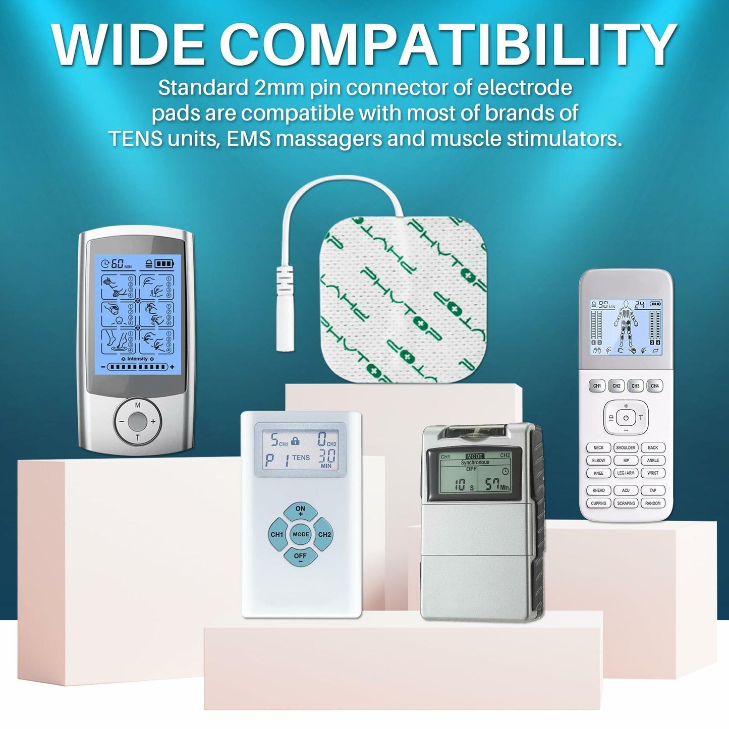 FITOP Tens Unit Electrodes Replacement Pads 44 Pcs White Electrotherapy