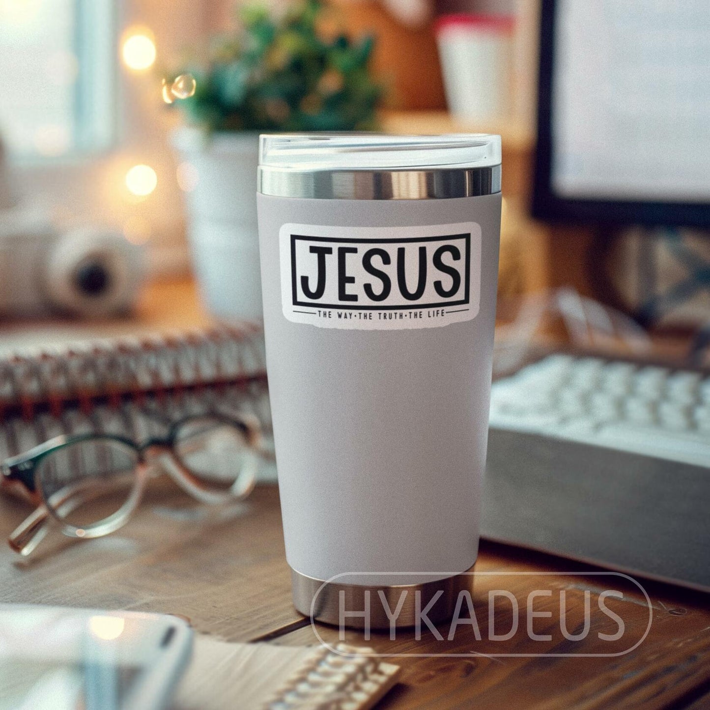 HYKADEUS Jesus The Way Truth Life Christian Bible Verse Stickers 3x1.5 Inch 3Pcs