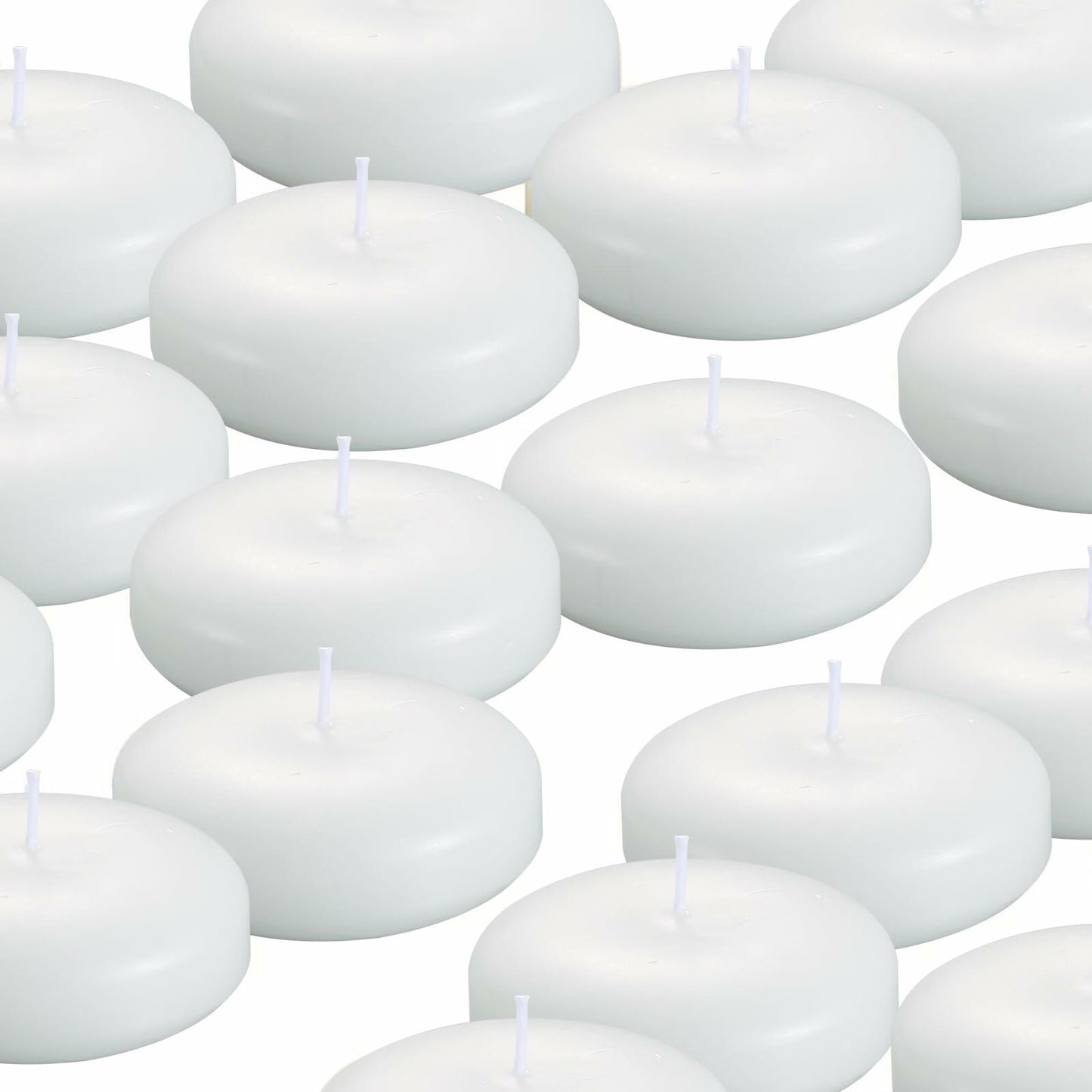 KNOURT 12 Pack Floating Candles 3" Ivory Unscented Dripless Wax