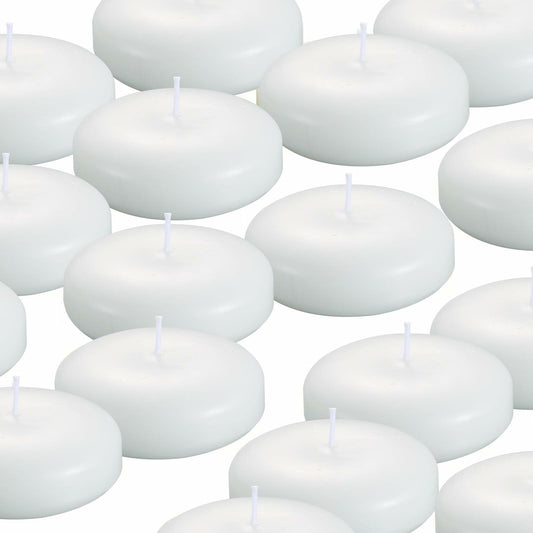 KNOURT 12 Pack Floating Candles 3" Ivory Unscented Dripless Wax