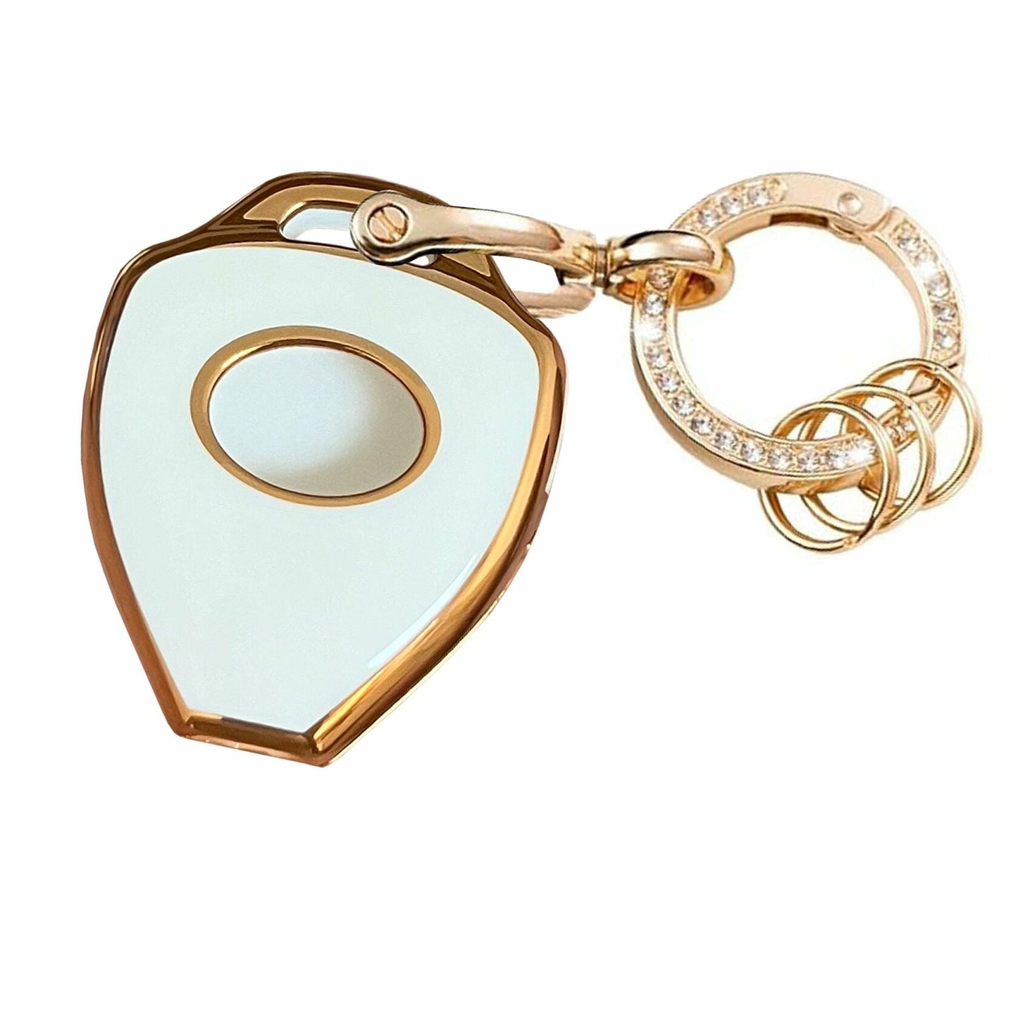 TAPAYICA Toyota Key Fob Cover 4 Buttons White-Gold TPU Shell with Keychain