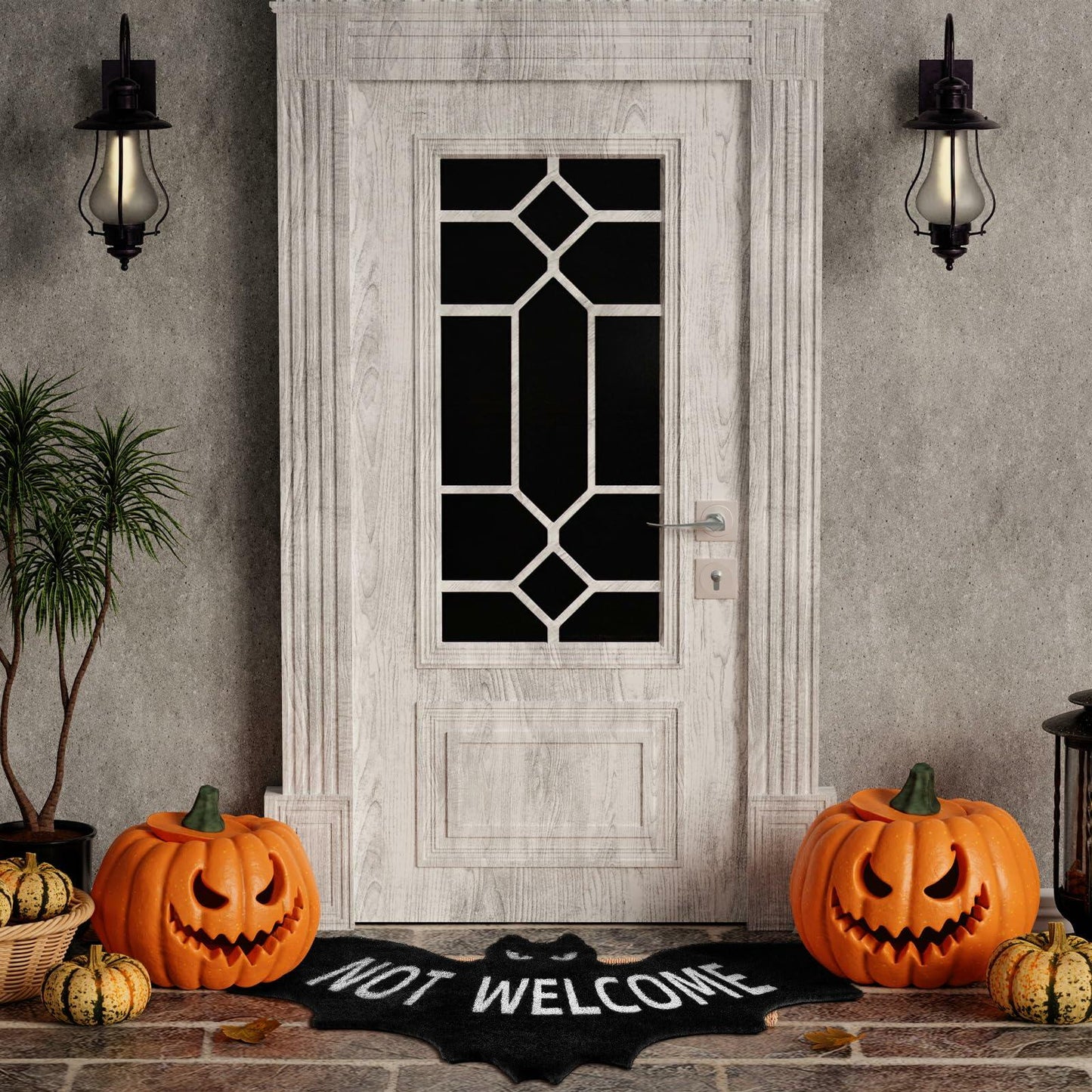 Drydiet Halloween Unwelcome Bat Door Mat 20x40 Large Black Coco Coir