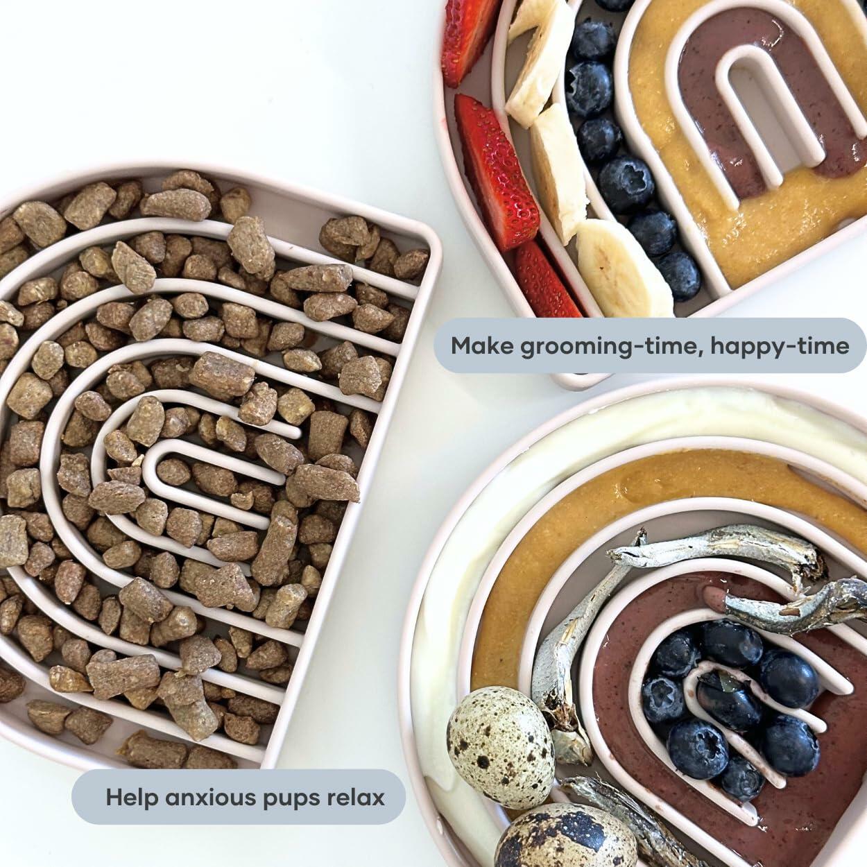 Pupwell Happy Feelings Lick Mat Dog Cat Slow Feeder Silicone Slate Blue