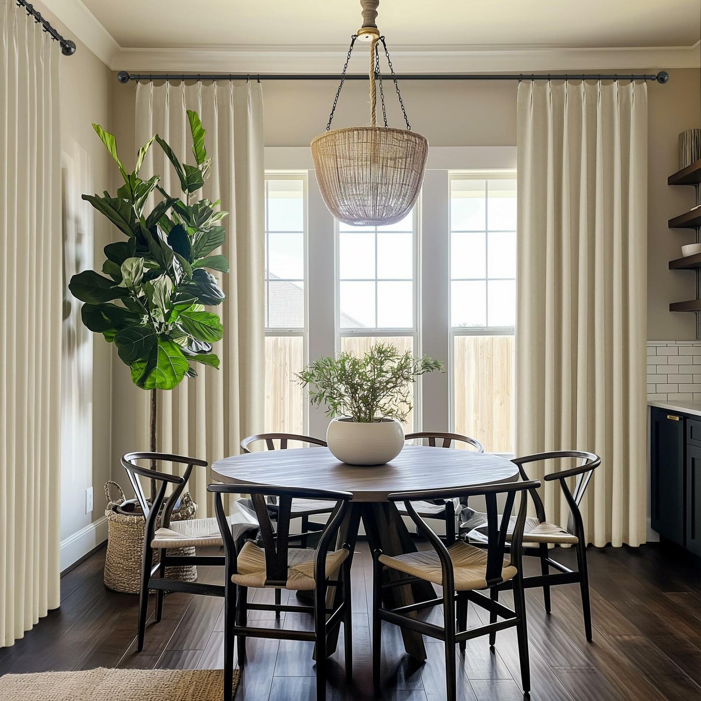 ChrisDowa Pinch Pleated Blackout Linen Curtains 40x102in Greyish Beige 2 Panels