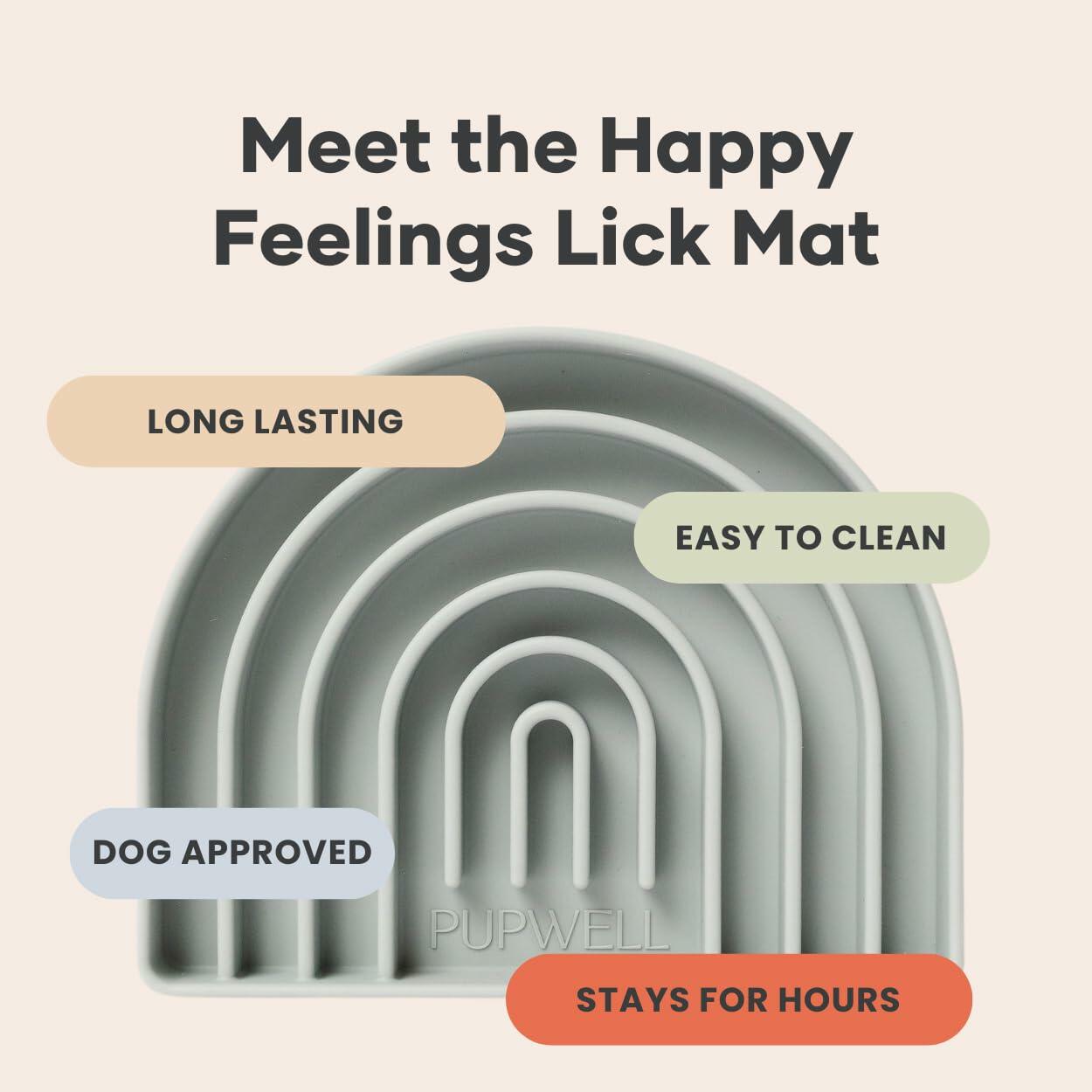 Pupwell Happy Feelings Lick Mat Dog Cat Slow Feeder Silicone Slate Blue