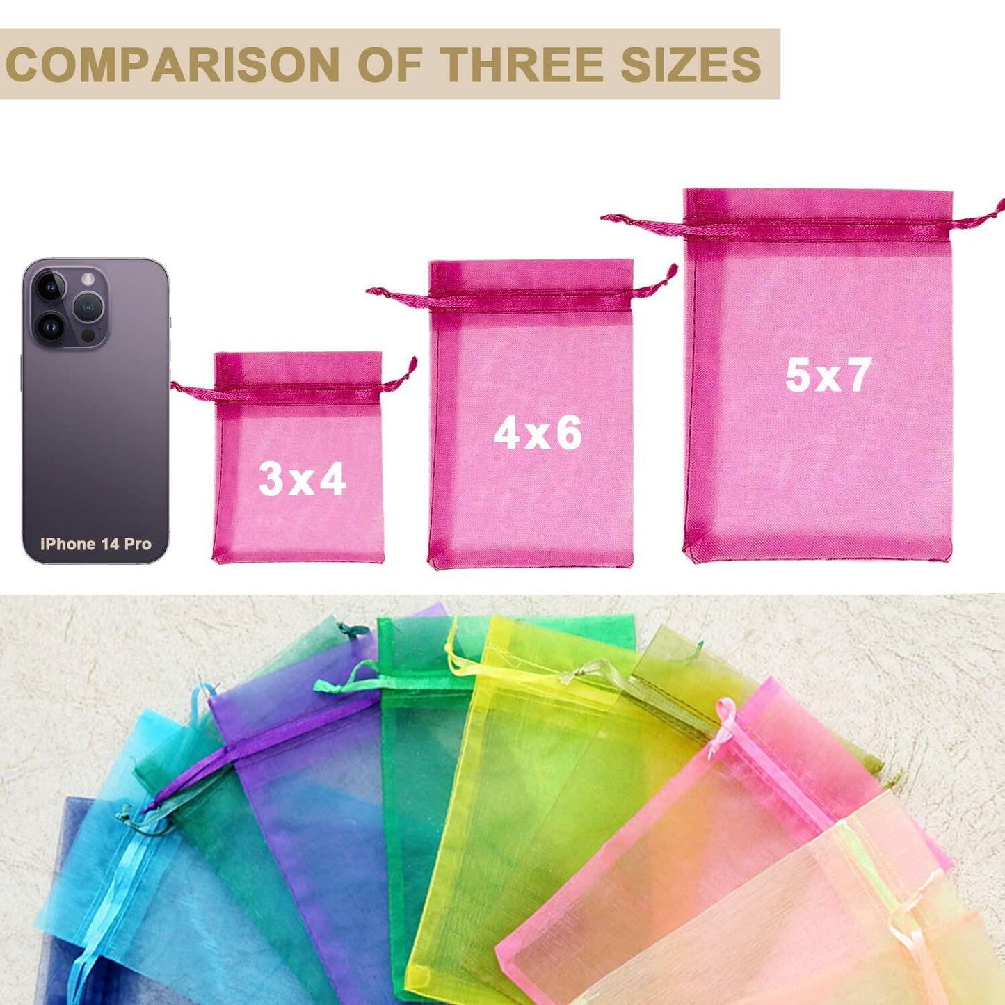 Ableme Deco Purple Organza Drawstring Bags 3x4 Inch 100 Pcs