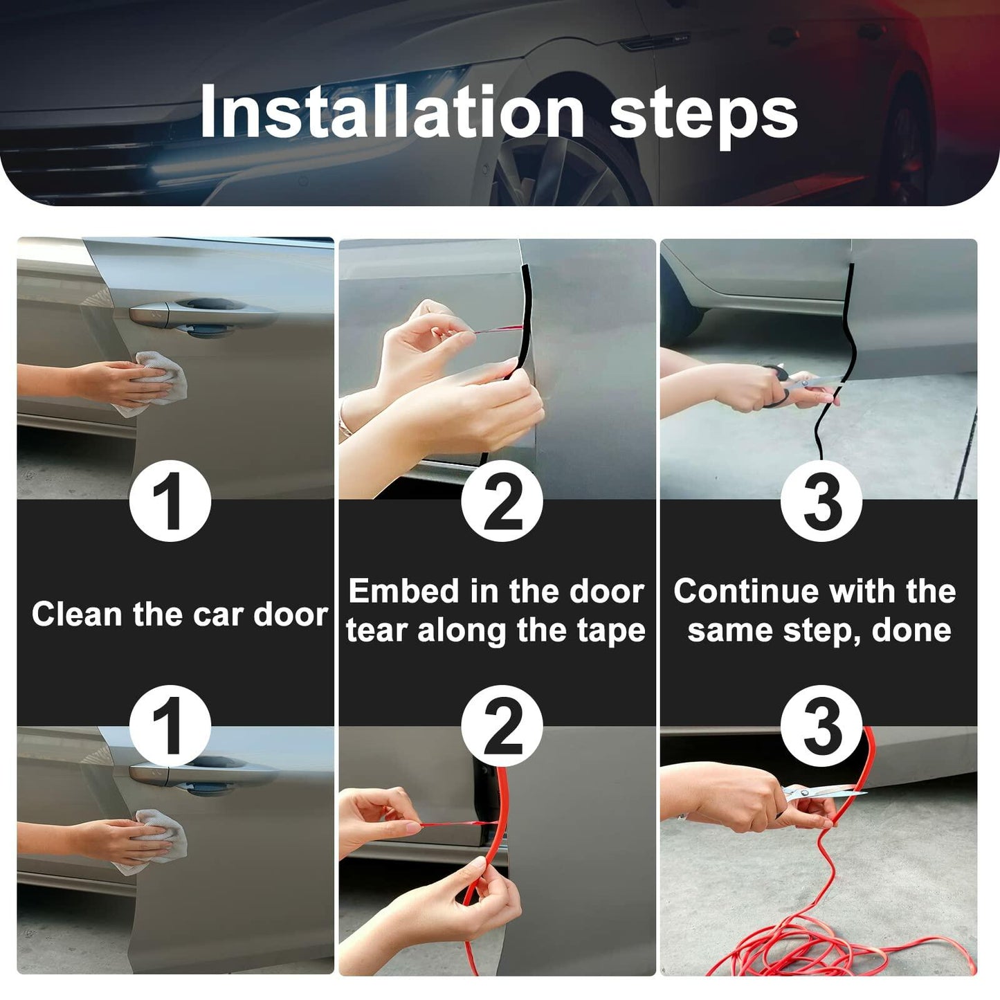 Car Door Protector Edge Guards 16FT Universal Rubber Seal U Shape Trim Red