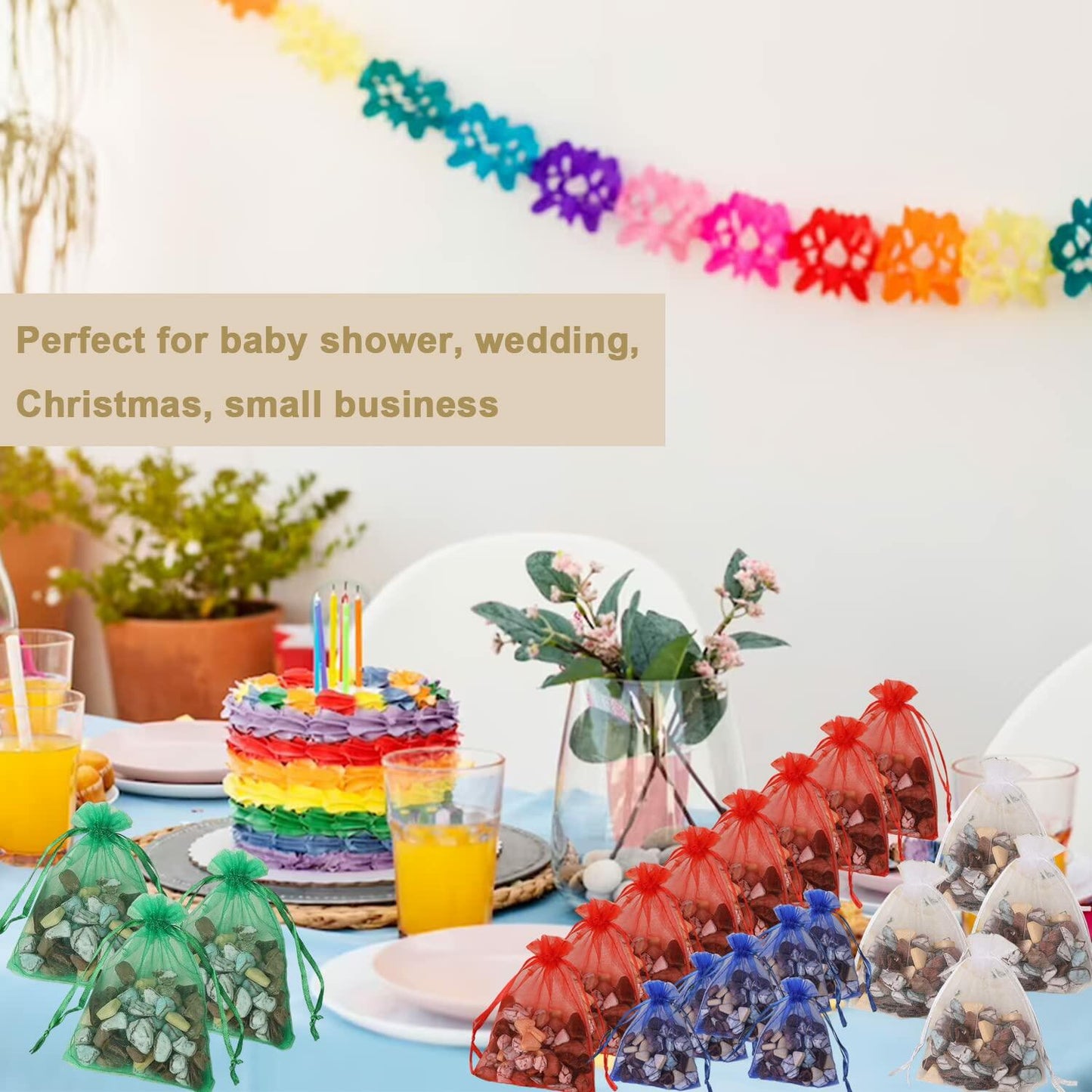 Ableme Deco Purple Organza Drawstring Bags 3x4 Inch 100 Pcs