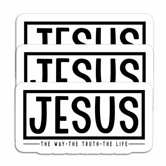 HYKADEUS Jesus The Way Truth Life Christian Bible Verse Stickers 3x1.5 Inch 3Pcs