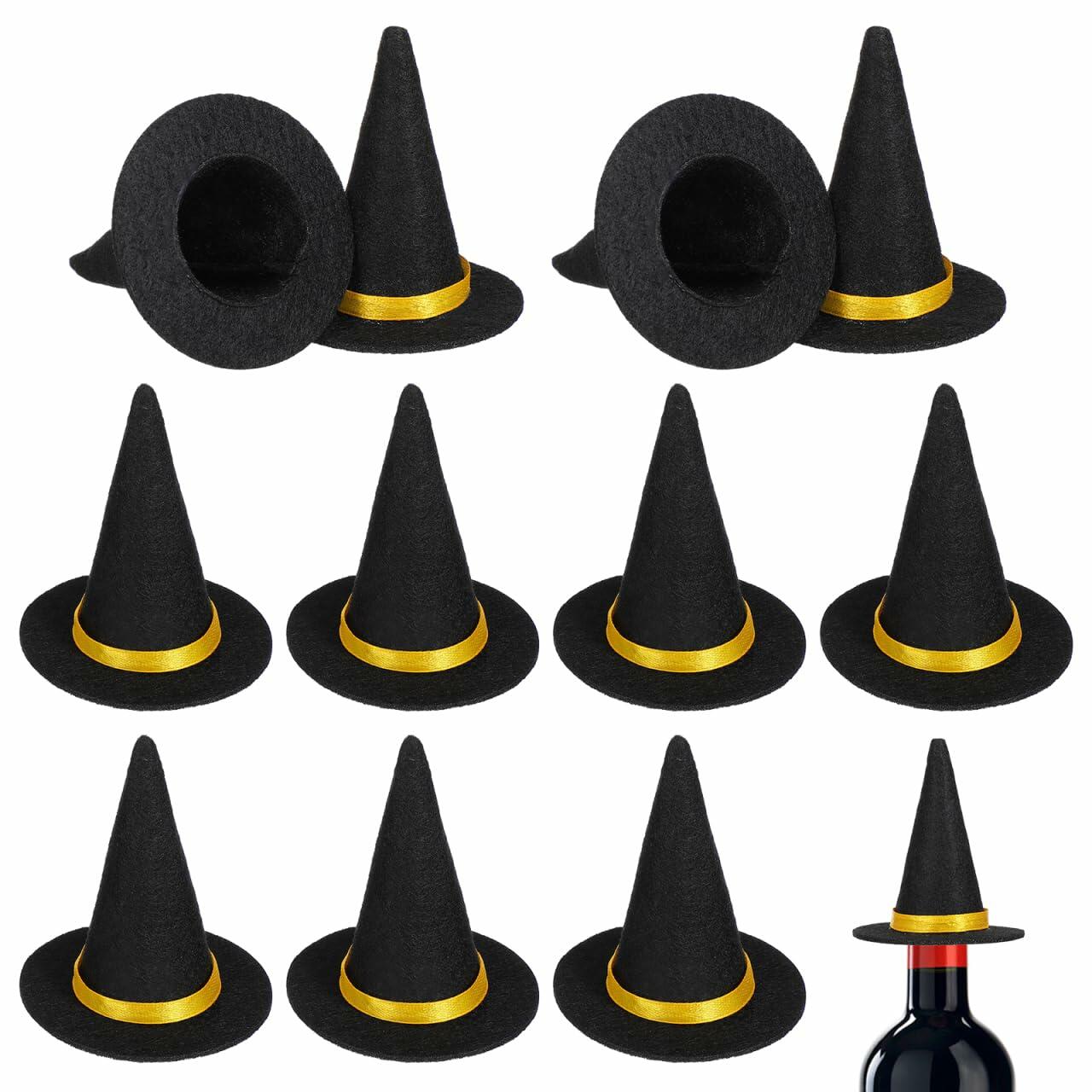 BESTOYARD 48 Pcs Halloween Mini Witch Hats Black Felt Party Favors Decor