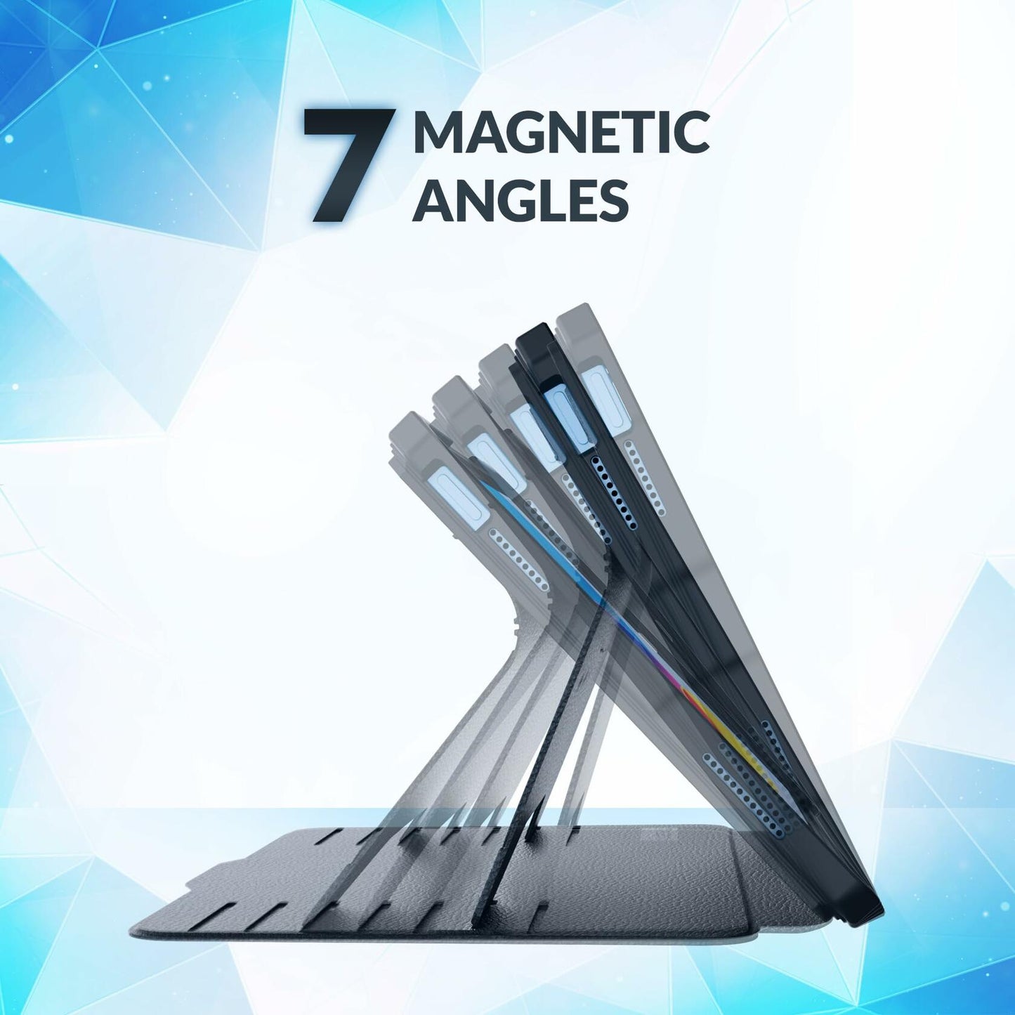 UZBL iPad Pro 13-inch 2024 Vegan Leather Case Magnetic Stand Black