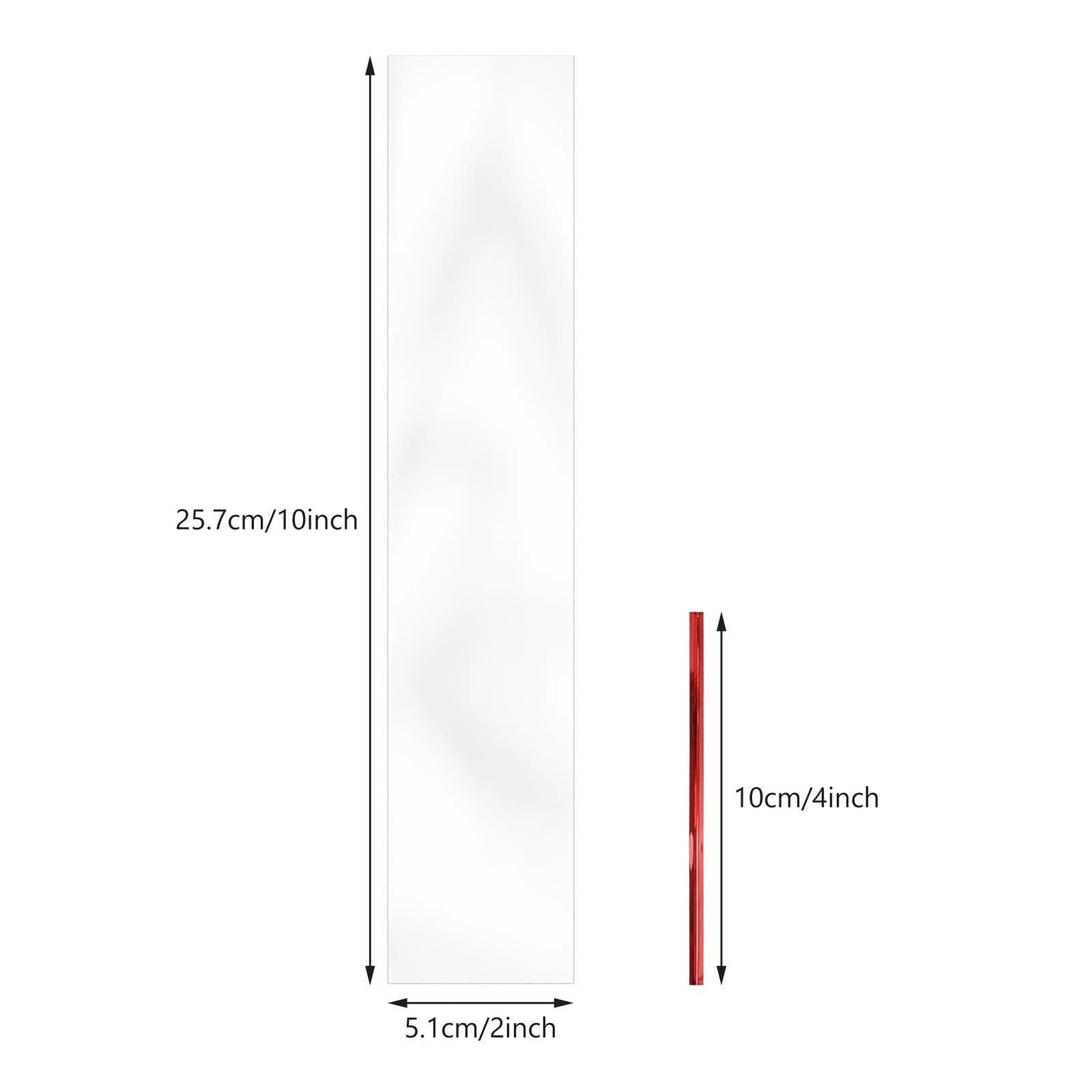 XLSFPY 100 Clear Treat Bags 2x10in with 4in Twist Ties 1.4 mil Thick