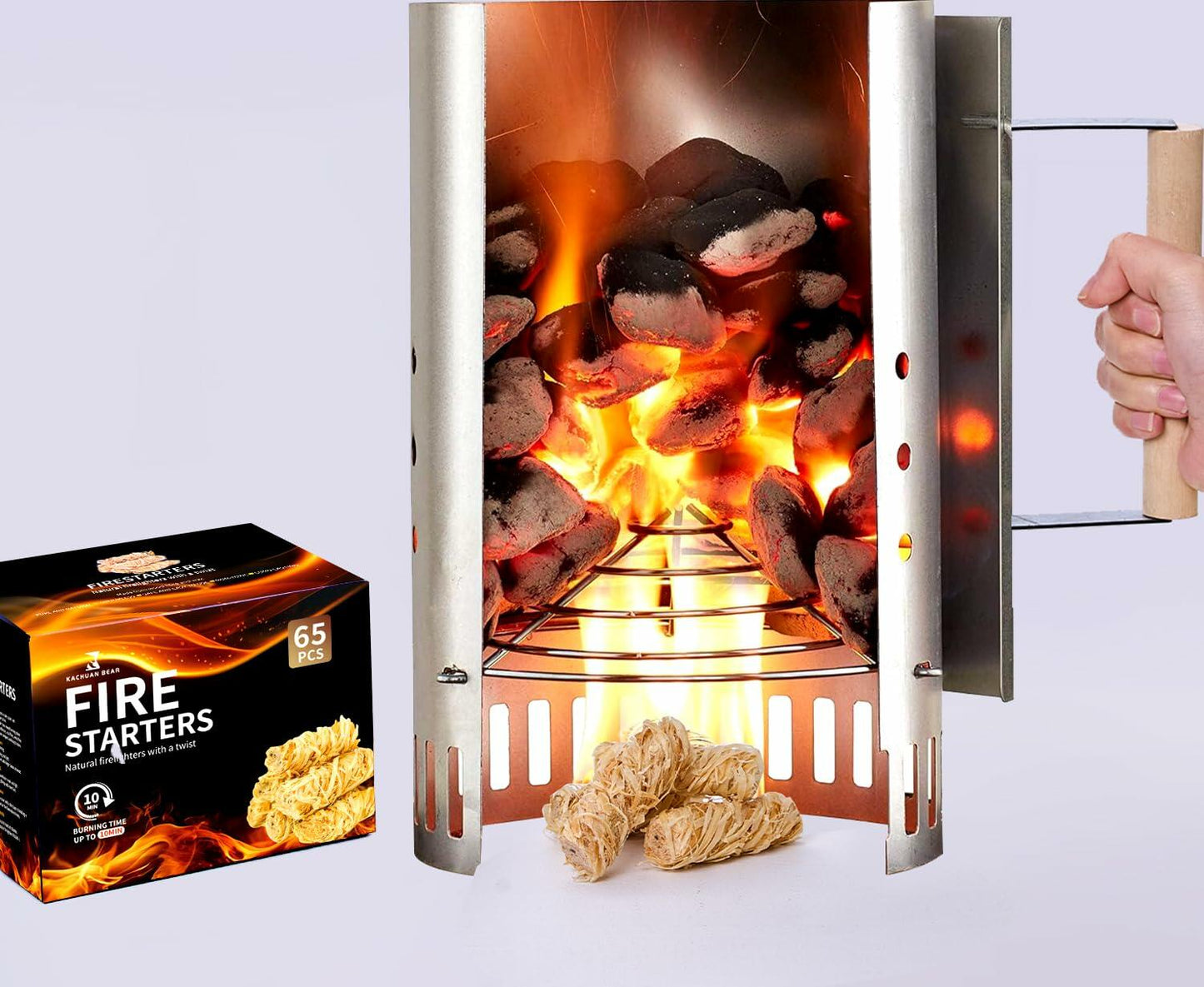 KACHUAN BEAR Fire Starter Sticks 65 pcs Yellow Water Resistant Odorless