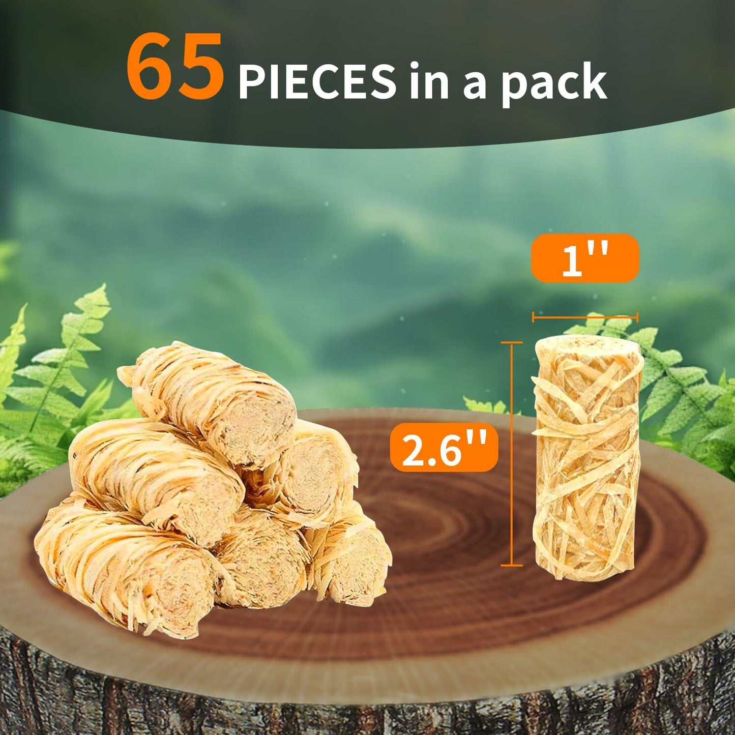 KACHUAN BEAR Fire Starter Sticks 65 pcs Yellow Water Resistant Odorless