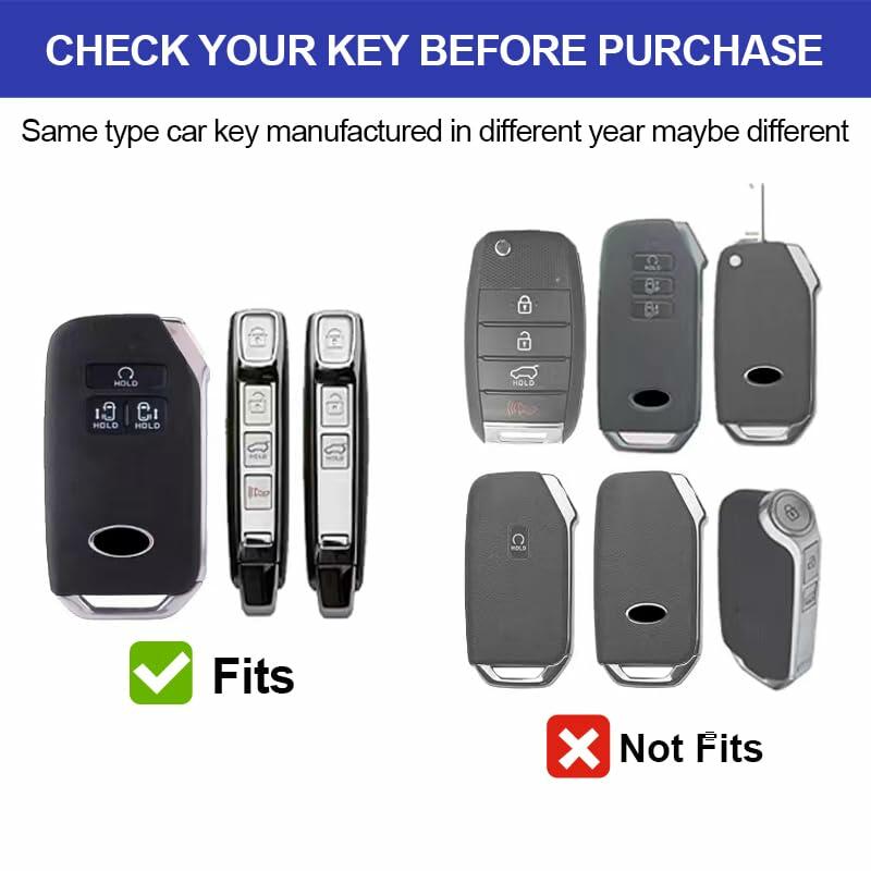 Jiazpai Kia Key Fob Cover Compatible 2021-2023 Carnival 6/7 Buttons Black