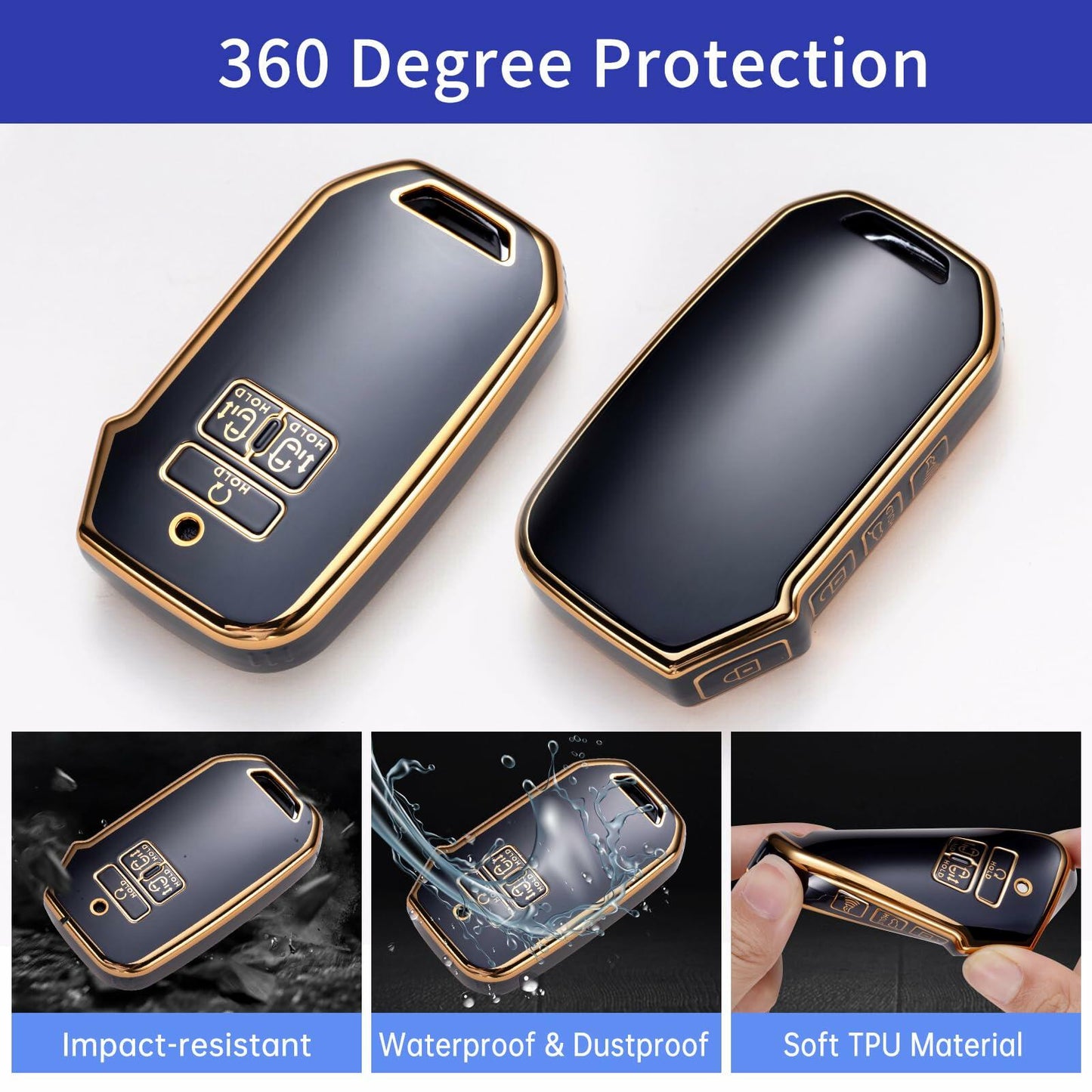 Jiazpai Kia Key Fob Cover Compatible 2021-2023 Carnival 6/7 Buttons Black