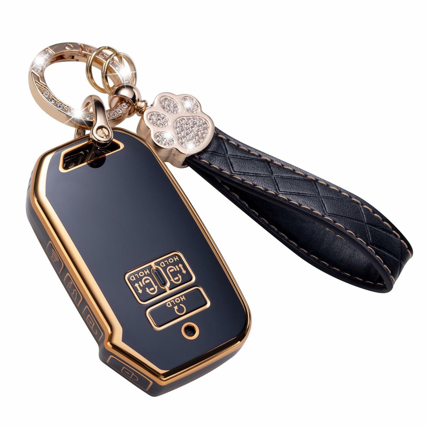 Jiazpai Kia Key Fob Cover Compatible 2021-2023 Carnival 6/7 Buttons Black