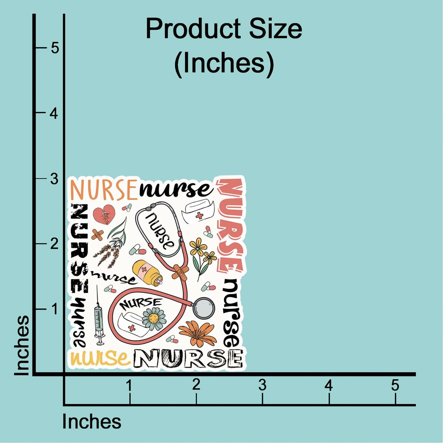 NAAFARI Cute Nurse Vinyl Stickers Waterproof Decal 3"x2.8" 3Pcs Multicolor