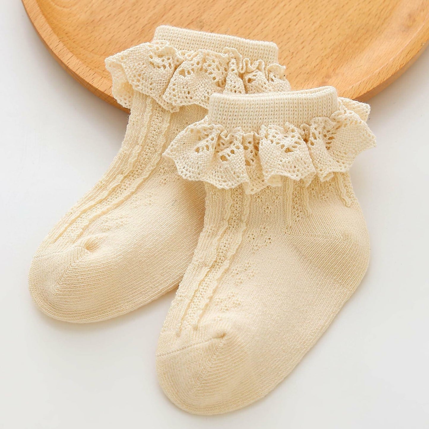 Zumou Toddler Lace Socks Ruffle Eyelet Princess 6 Pairs Size 6-8 Years