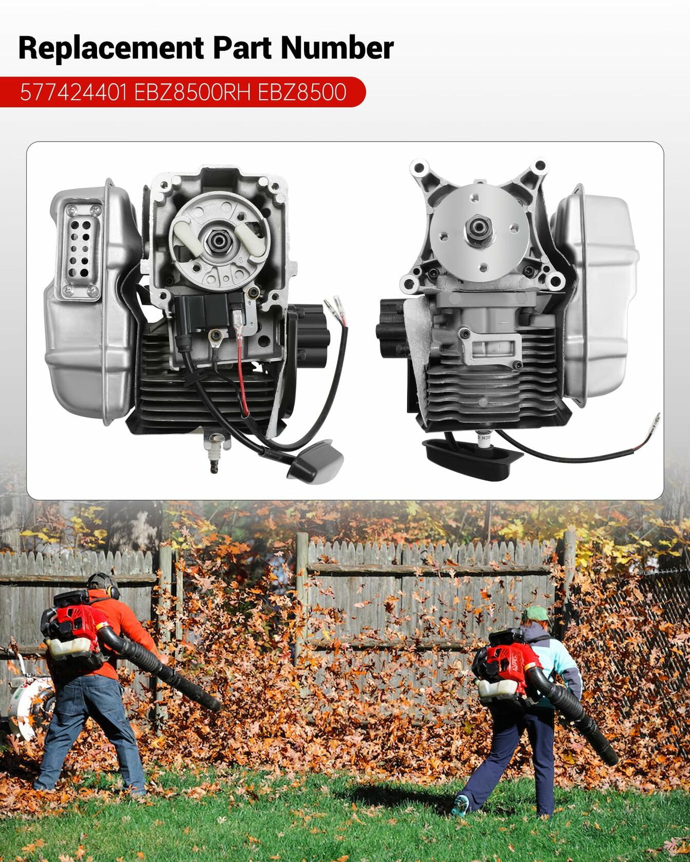 Tofcbye 577424401 Engine Shortblock Assembly for Redmax EBZ8500 Blower Silver