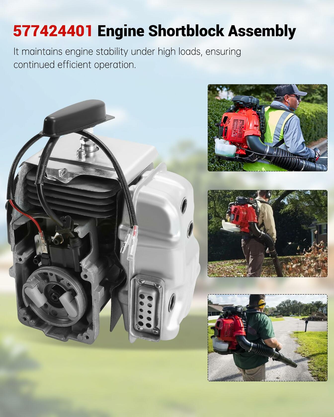 Tofcbye 577424401 Engine Shortblock Assembly for Redmax EBZ8500 Blower Silver