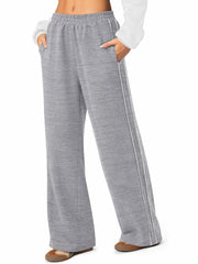 NIMIN Women's Wide Leg Sweatpants High Waisted Baggy Pockets Light Grey XL