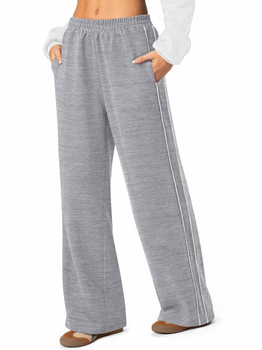 NIMIN Women's Wide Leg Sweatpants High Waisted Baggy Pockets Light Grey XL