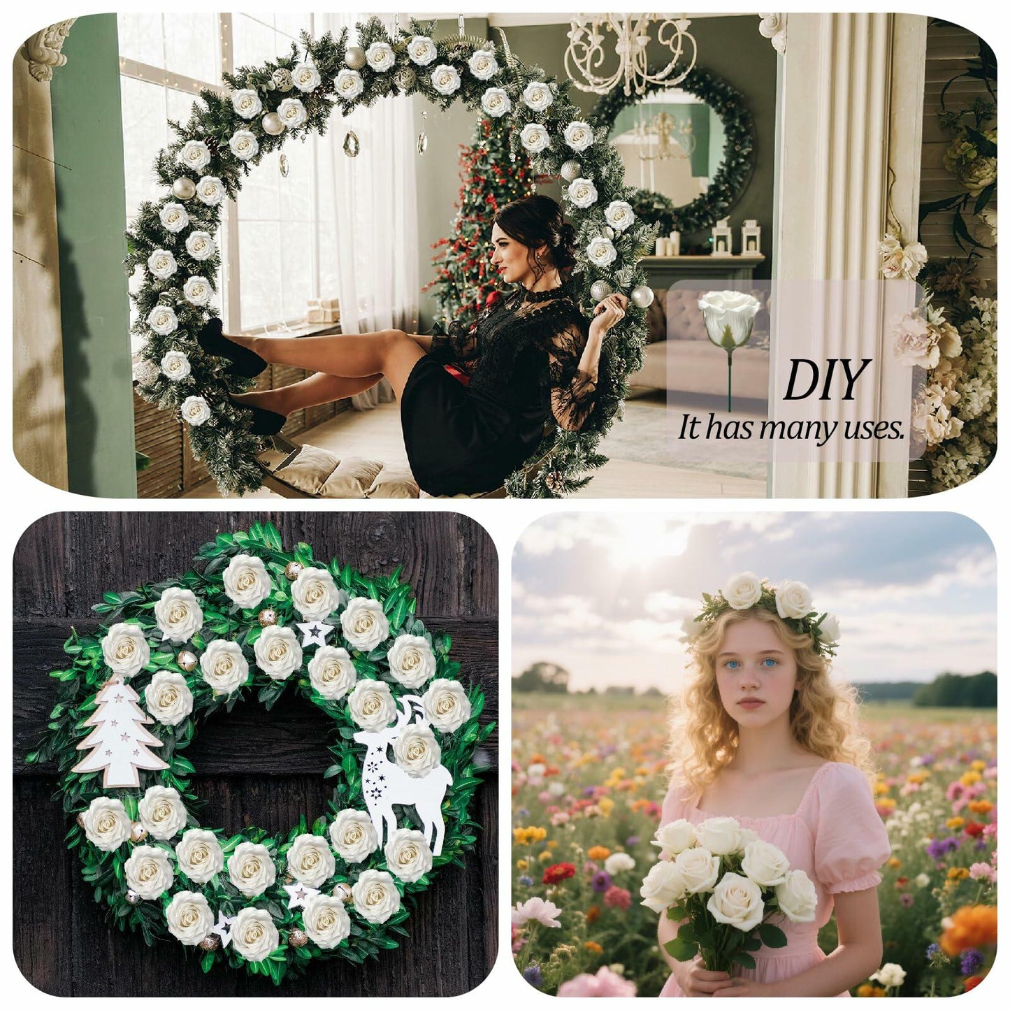 EIGHTOWN DIY Artificial Flowers Indoor 25 Pieces Pink Soap Material