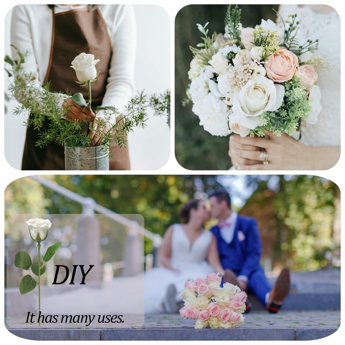 EIGHTOWN DIY Artificial Flowers Indoor 25 Pieces Pink Soap Material